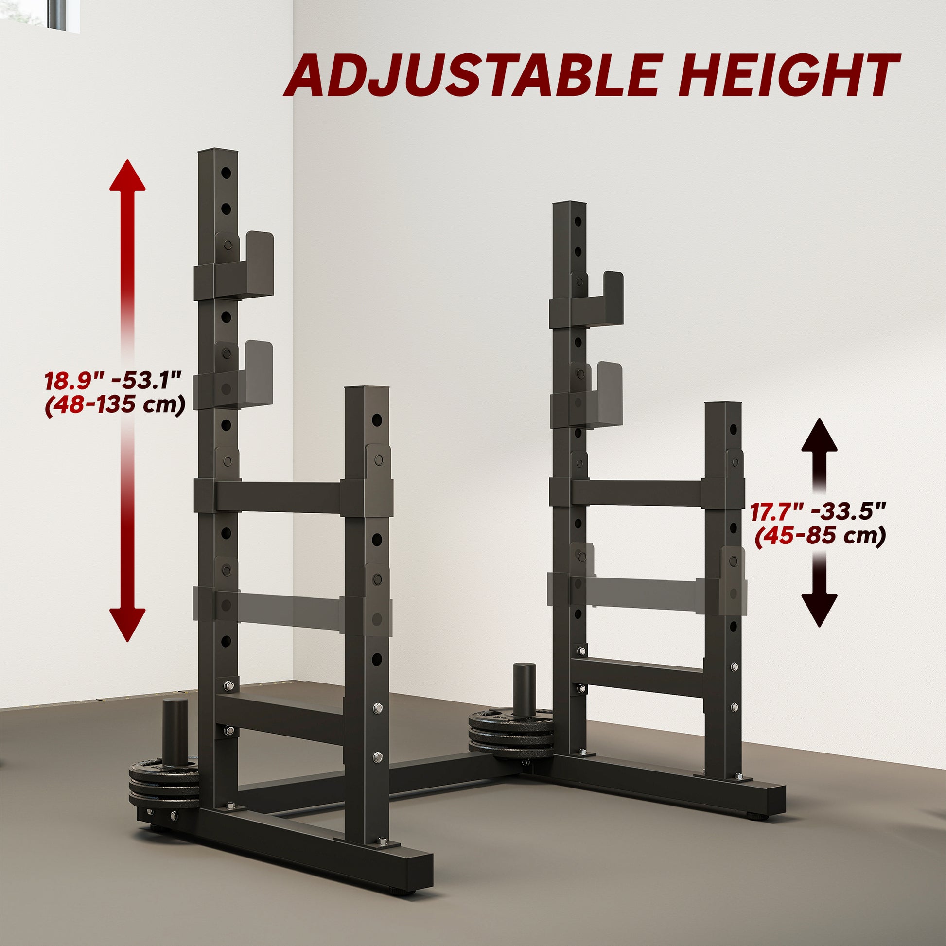 Soozier Adjustable Squat Rack, 660 lbs Multi-Function Barbell Rack for Weight Lifting and Home Gym Strength Training, Black-DECOROLALA