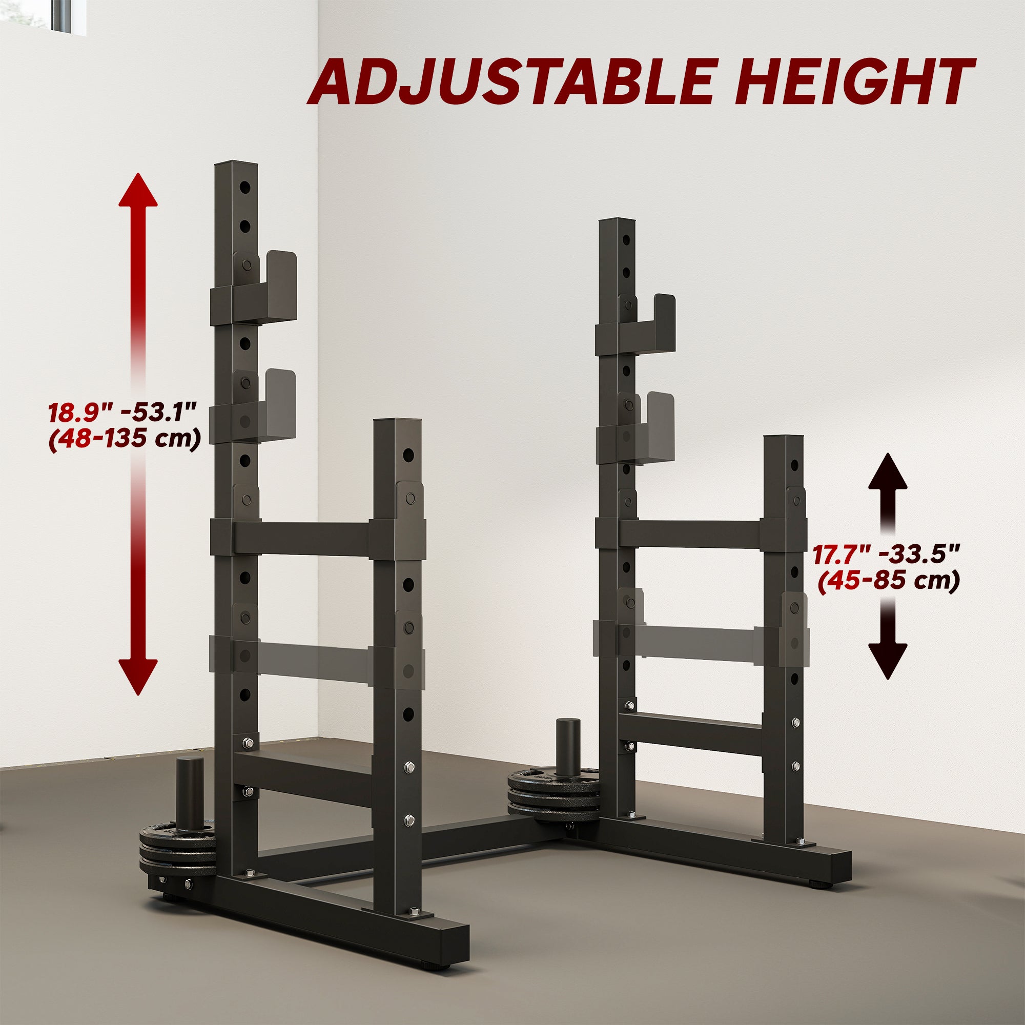 Soozier Adjustable Squat Rack, 660 lbs Multi-Function Barbell Rack for Weight Lifting and Home Gym Strength Training, Black-DECOROLALA