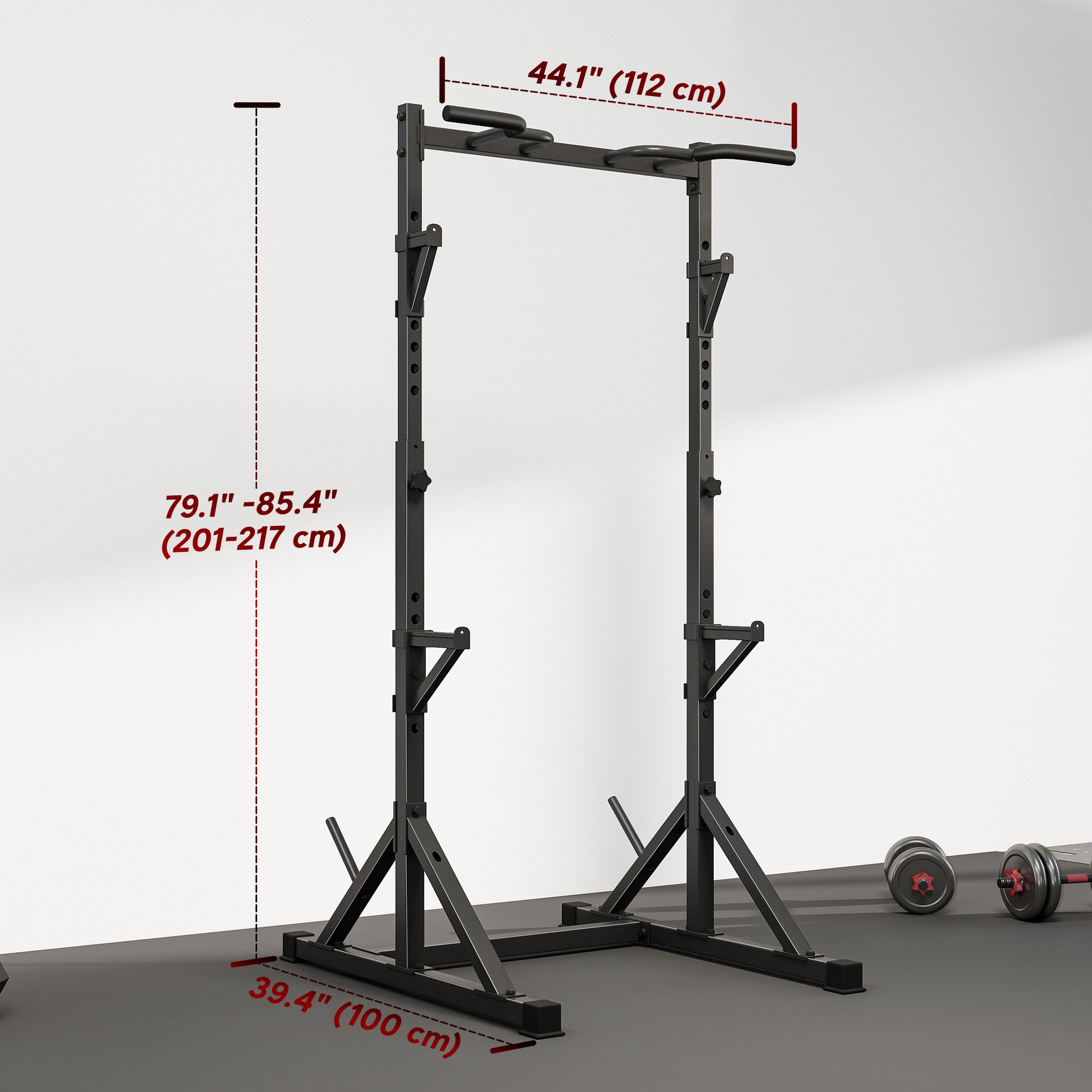 Soozier Adjustable Squat Rack with Pull Up Bar - Black-DECOROLALA