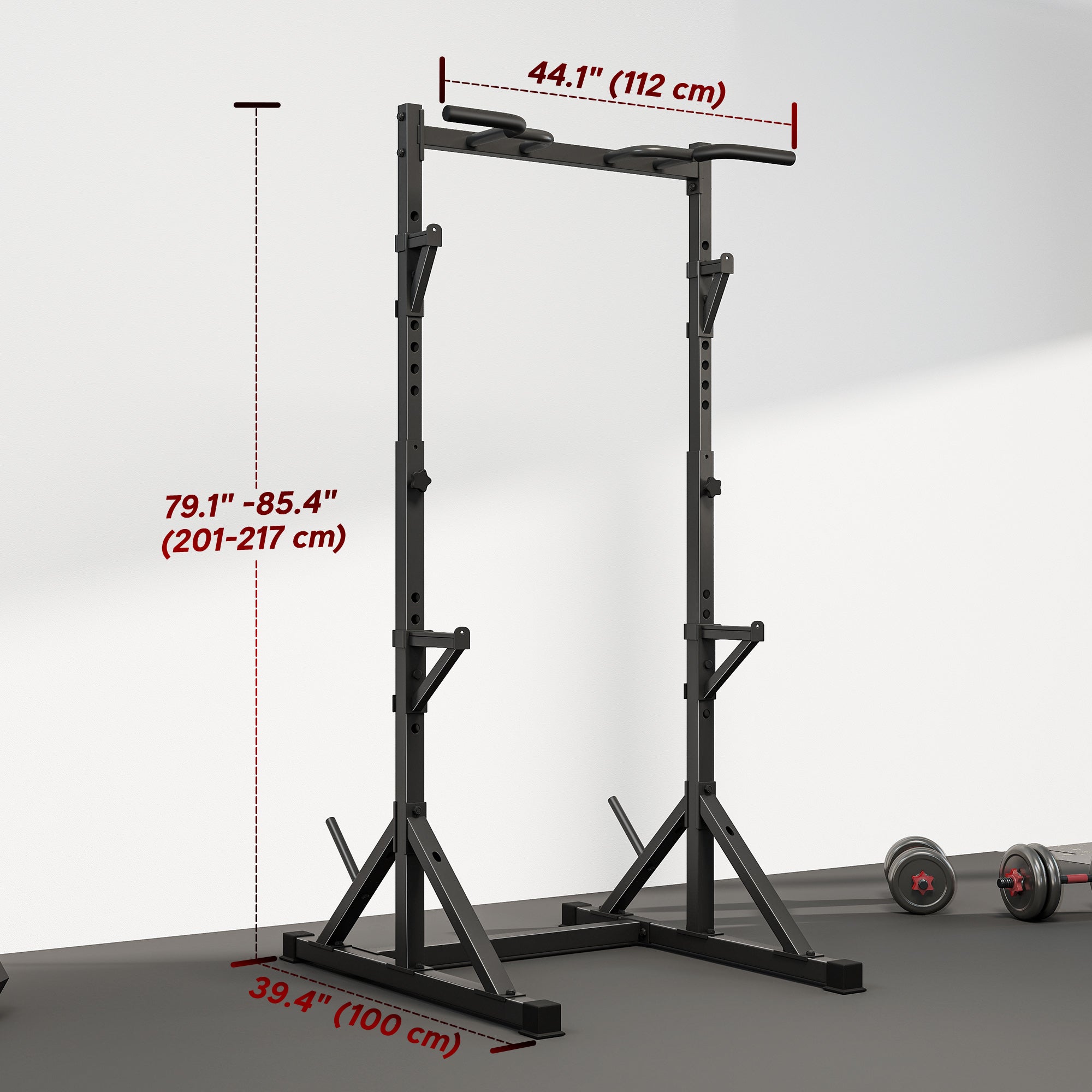 Soozier Adjustable Squat Rack with Pull Up Bar - Black-DECOROLALA