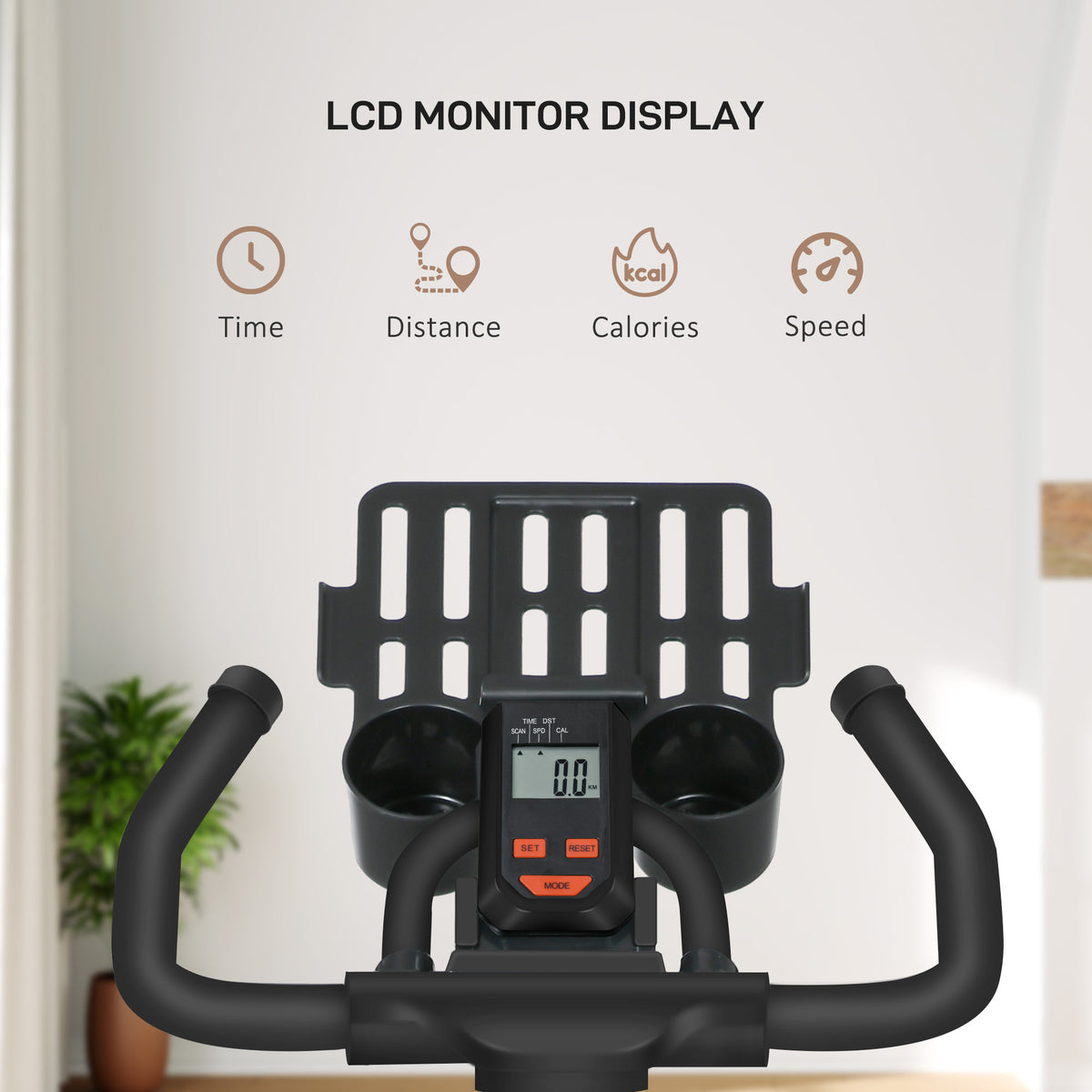 Soozier Adjustable Stationary Exercise Bike with LCD Display - Black-Exercise Bikes-DECOROLALA