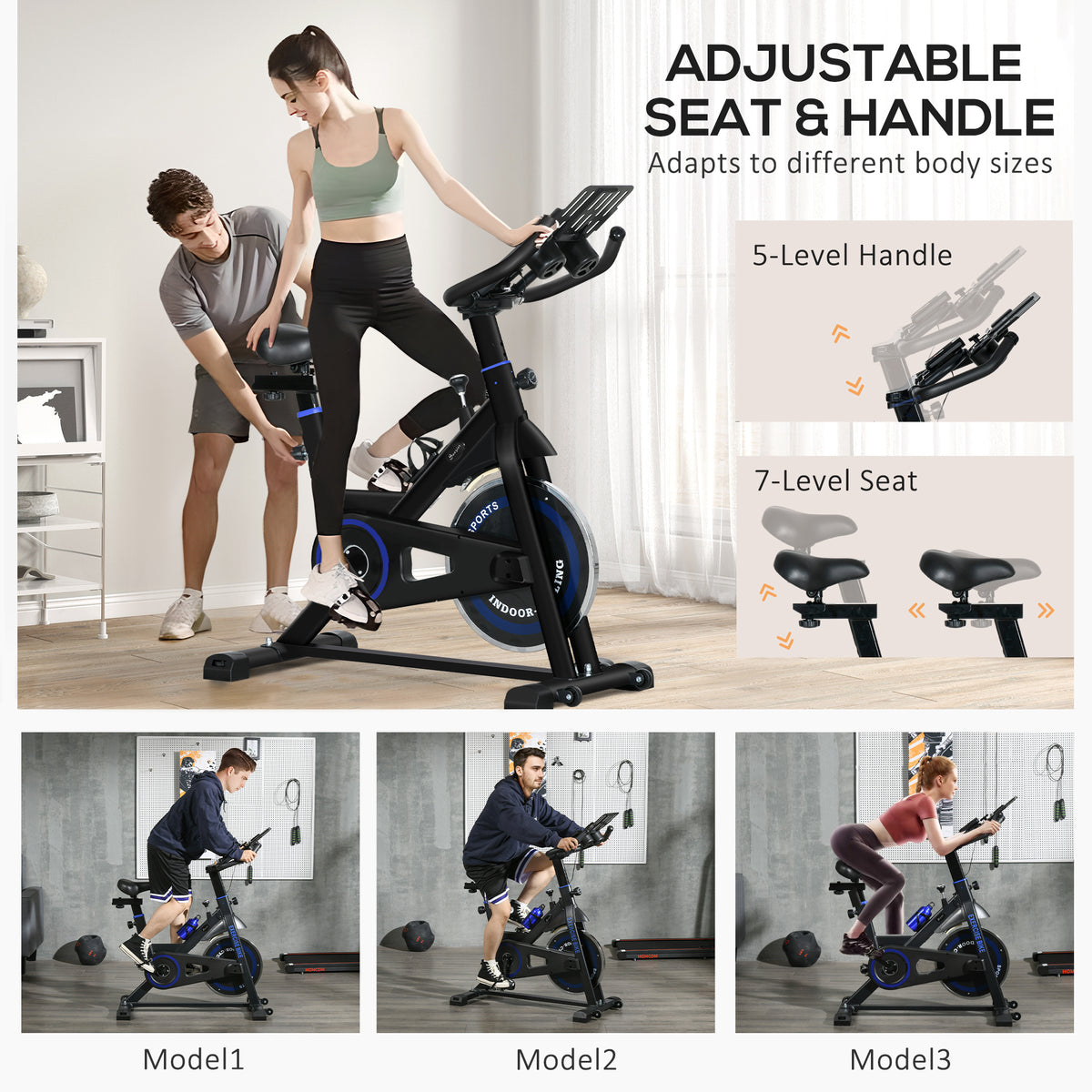 Soozier Adjustable Stationary Exercise Bike with LCD Display - Black-Exercise Bikes-DECOROLALA