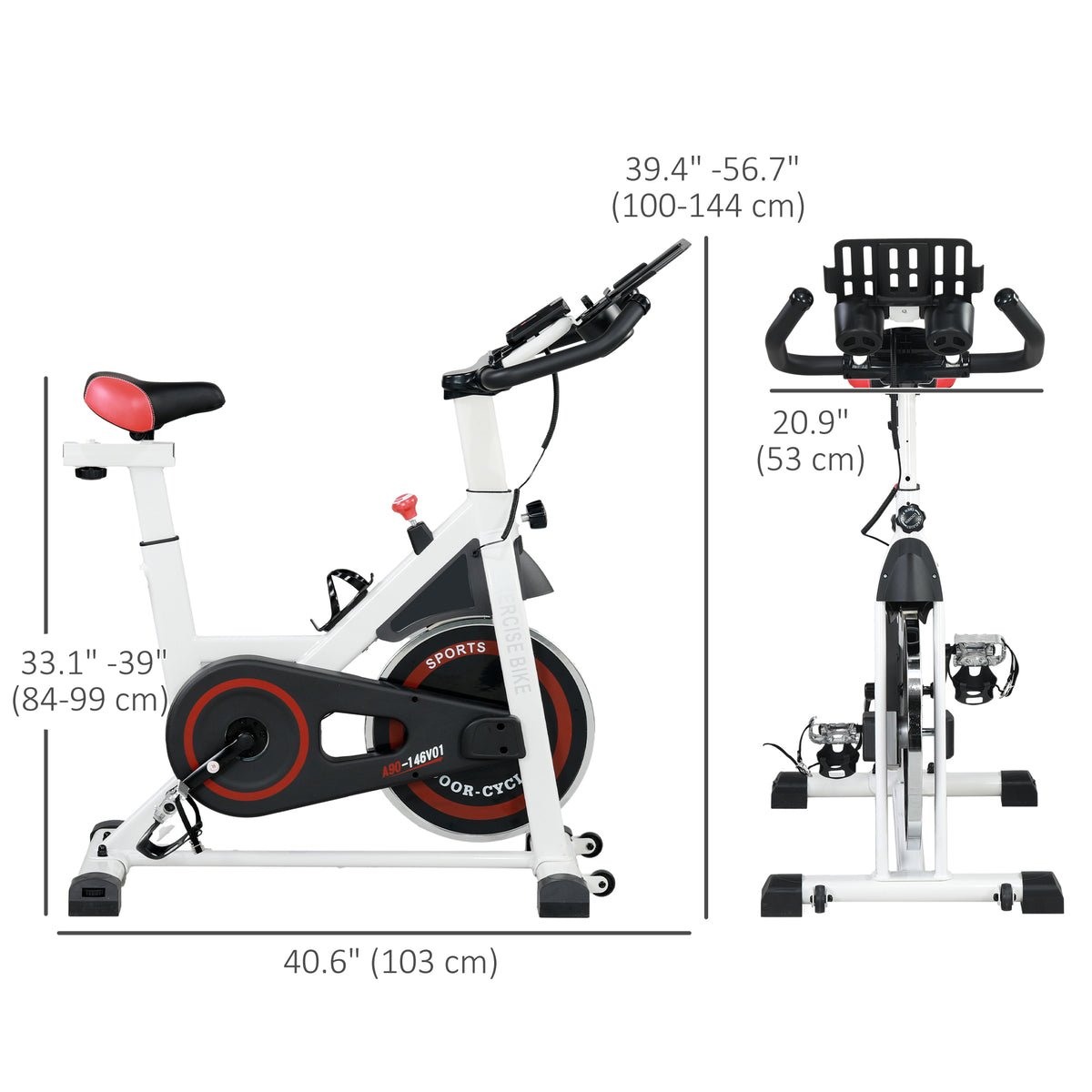 Soozier Adjustable Upright Exercise Bike - White 17.6lb Flywheel-Exercise Bikes-DECOROLALA
