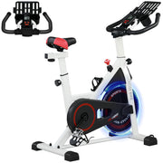 Soozier Adjustable Upright Exercise Bike - White 17.6lb Flywheel-Exercise Bikes-DECOROLALA