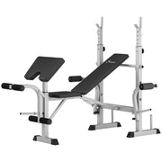 Soozier Adjustable Weight Bench with Squat Rack - Grey-DECOROLALA