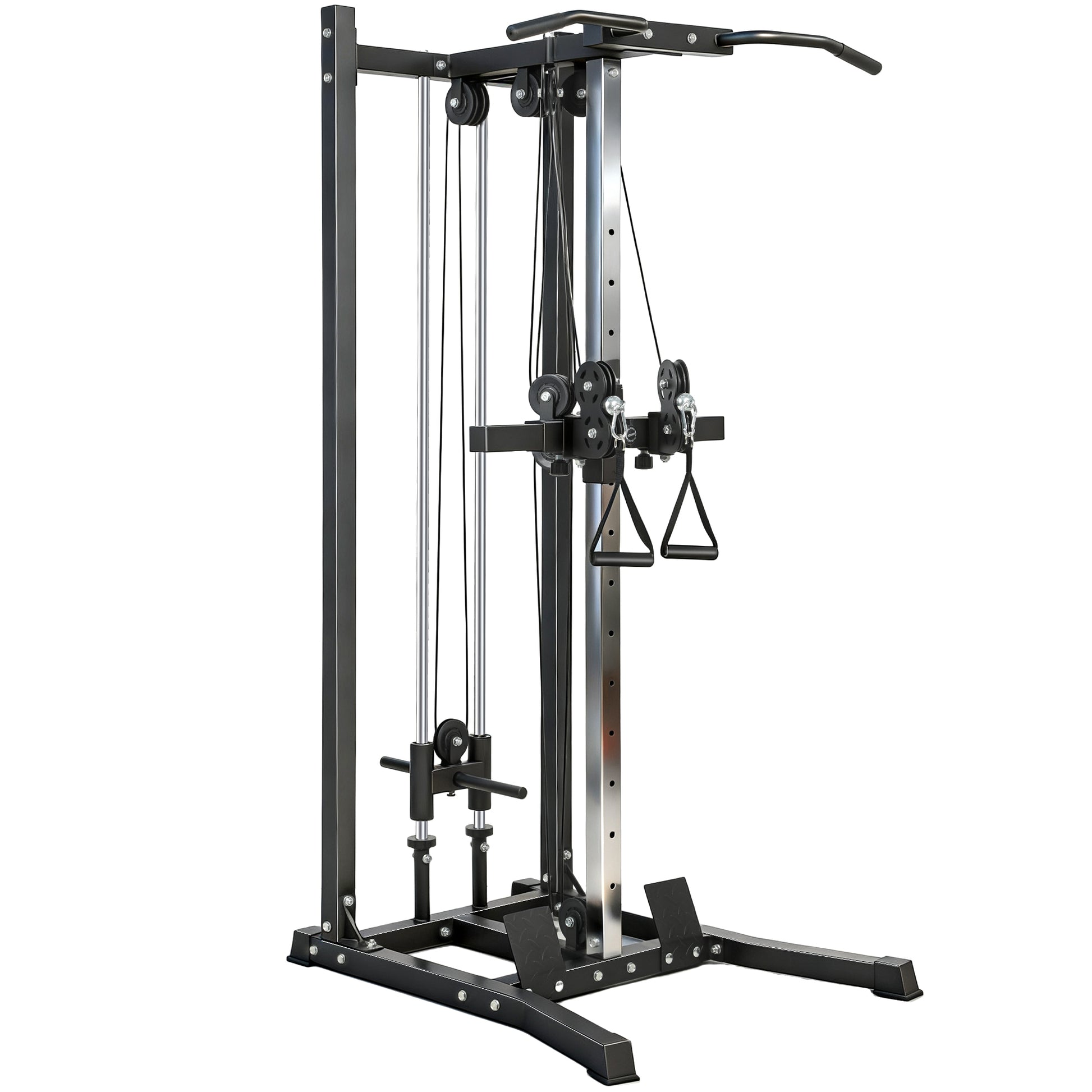 Soozier Dual Pulley Cable Station with Pull Up Bar - Black-DECOROLALA