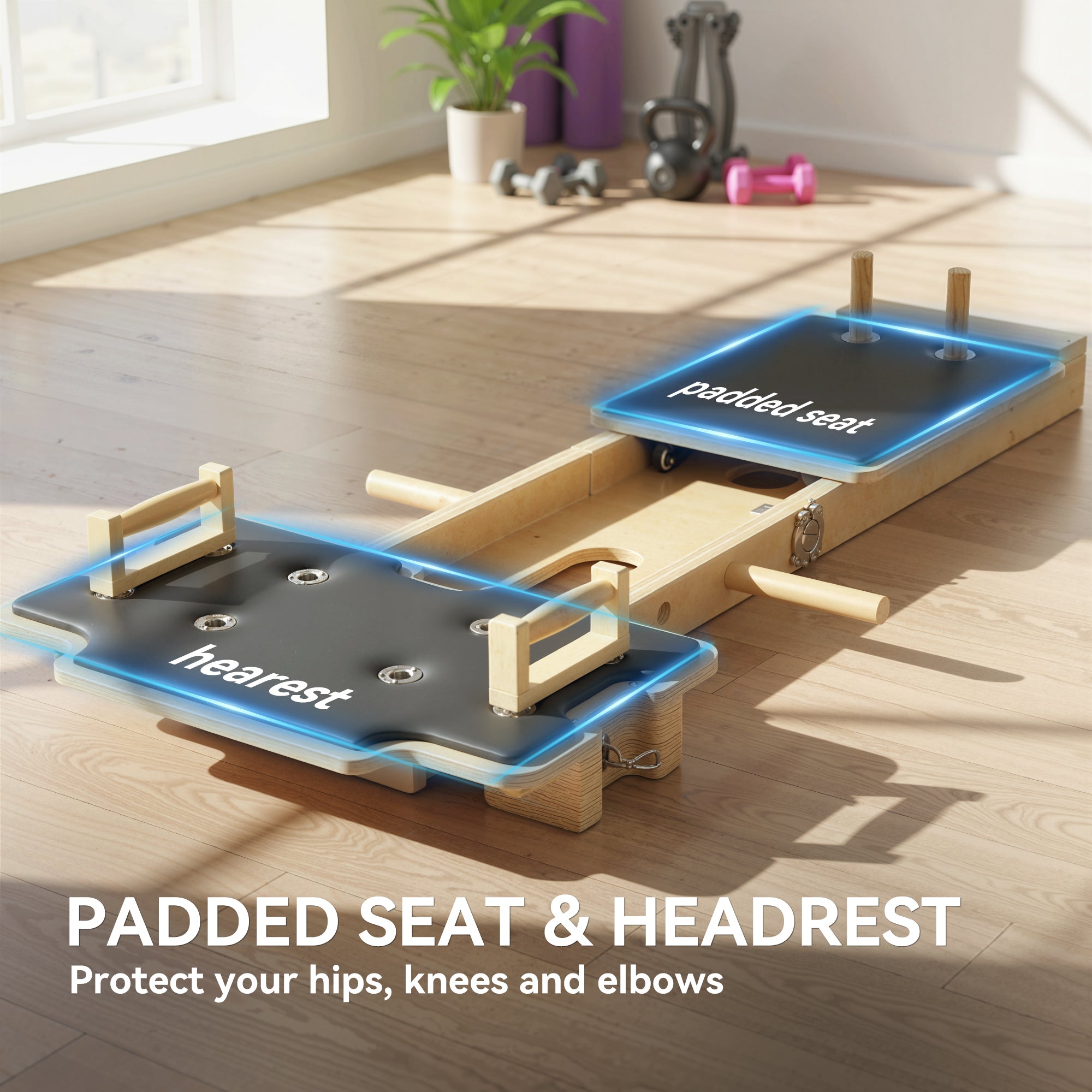 Soozier Foldable Pilates Reformer - Natural Wood Home Gym Board-DECOROLALA