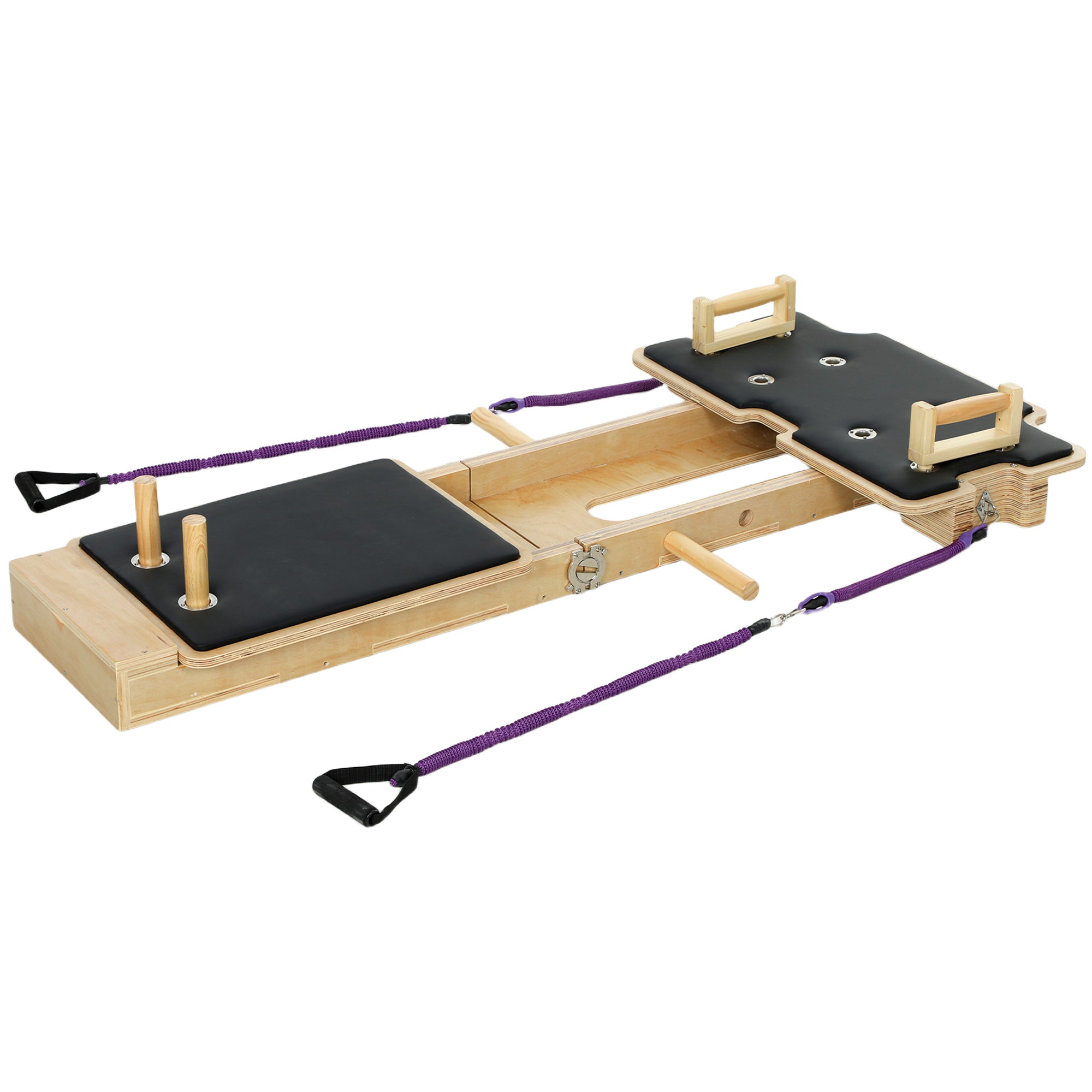 Soozier Foldable Pilates Reformer - Natural Wood Home Gym Board-DECOROLALA
