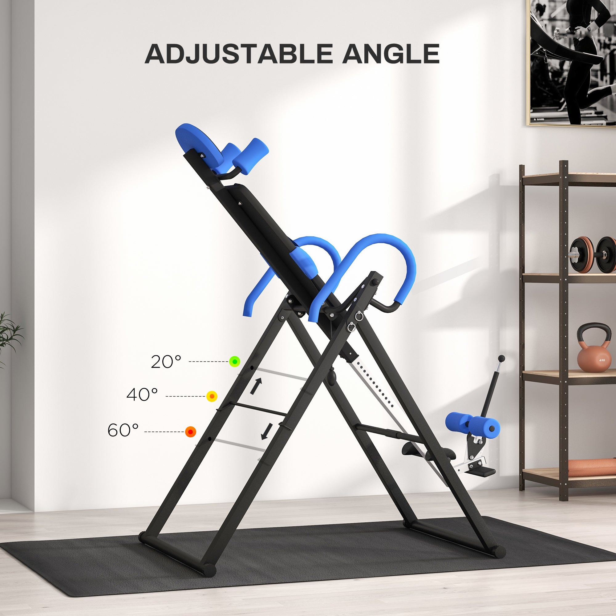 Soozier Folding Inversion Table - Black/Blue Adjustable Height-DECOROLALA