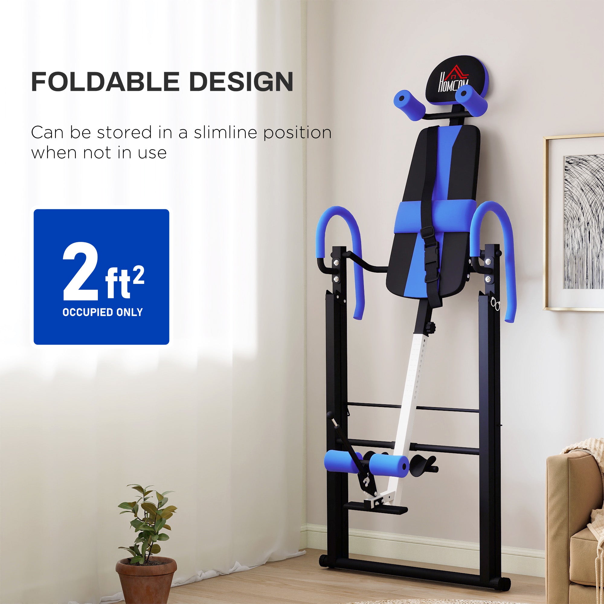 Soozier Folding Inversion Table - Black/Blue Adjustable Height-DECOROLALA