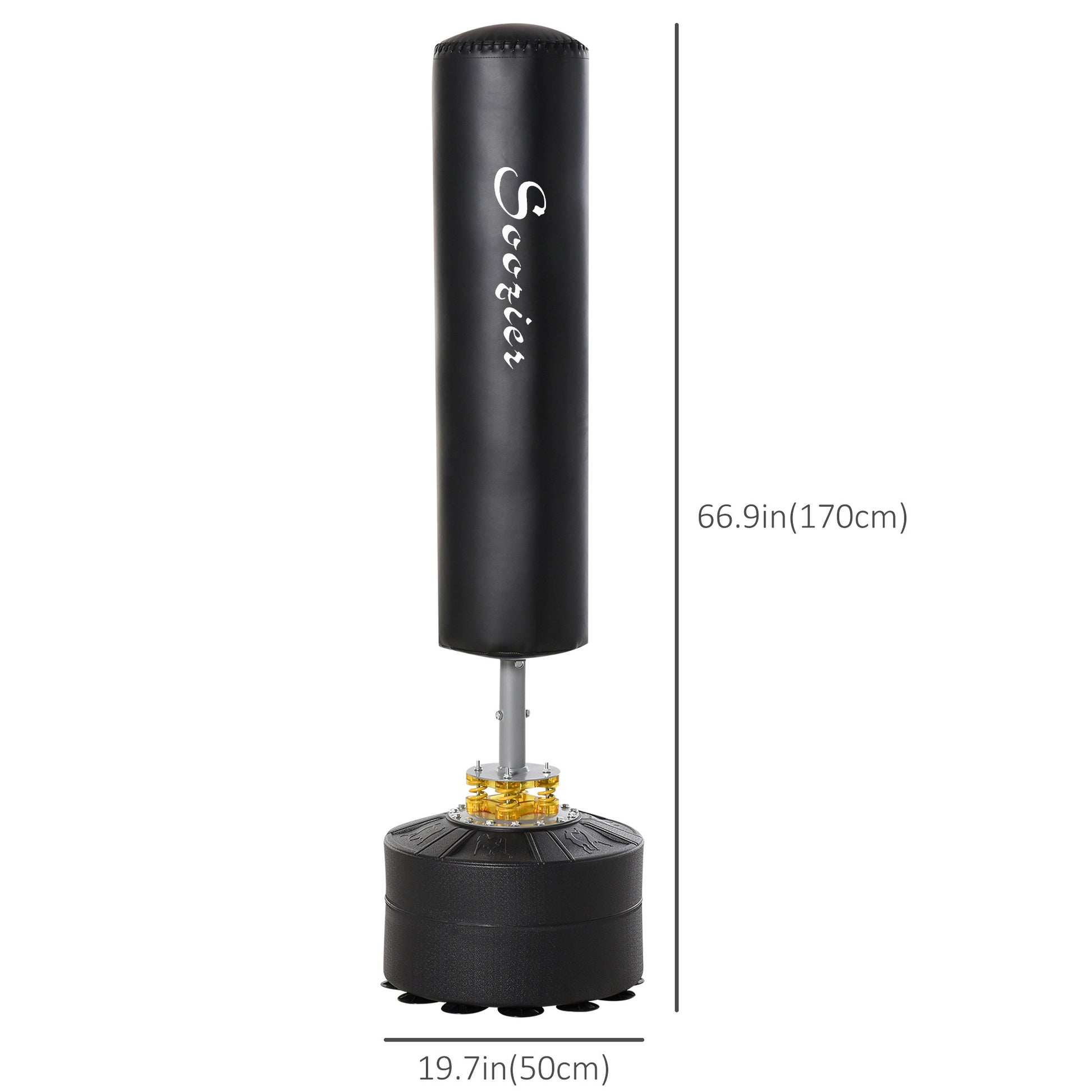 Soozier Freestanding Boxing Punch Bag - Black 67" Adjustable Stand-DECOROLALA