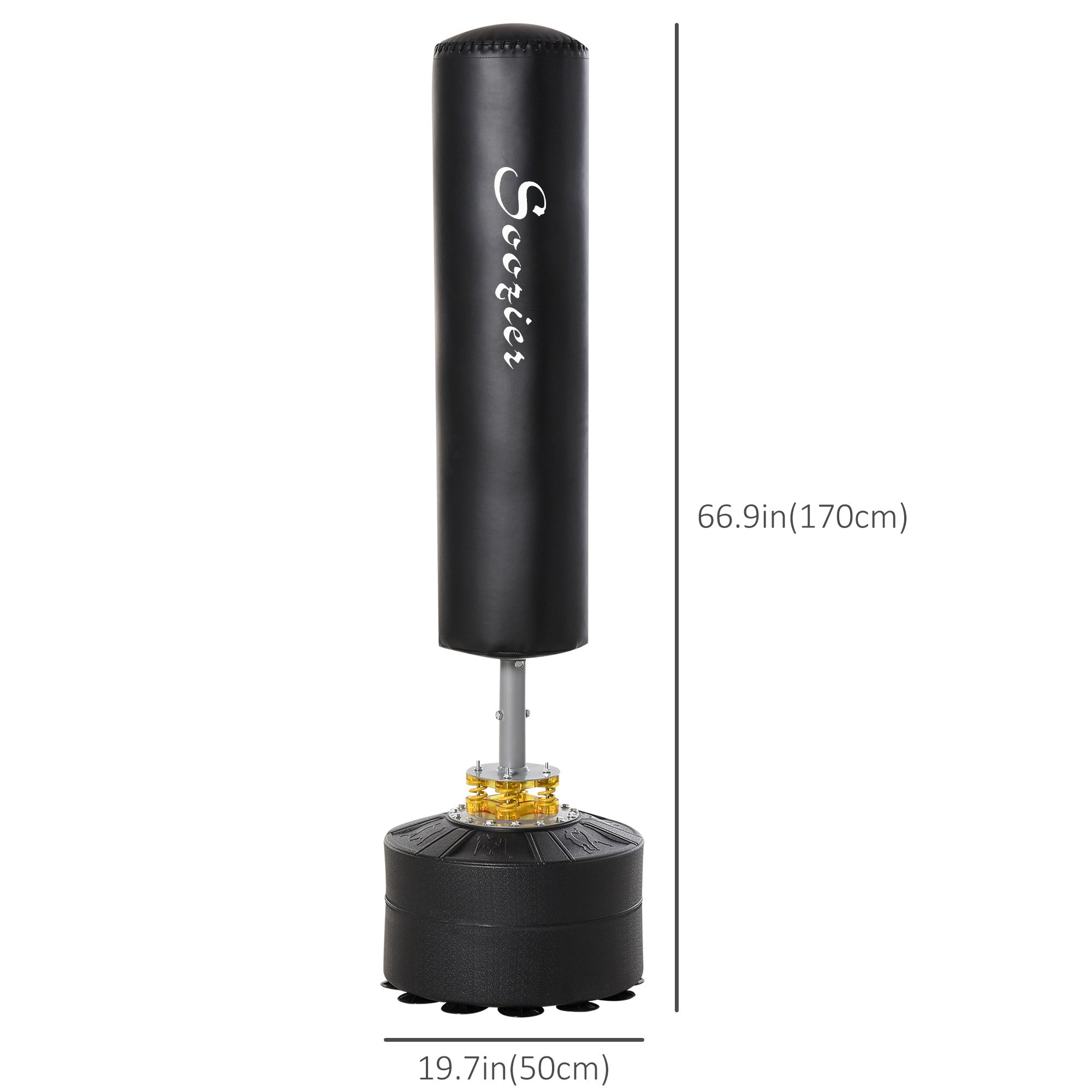 Soozier Freestanding Boxing Punch Bag - Black 67" Adjustable Stand-DECOROLALA