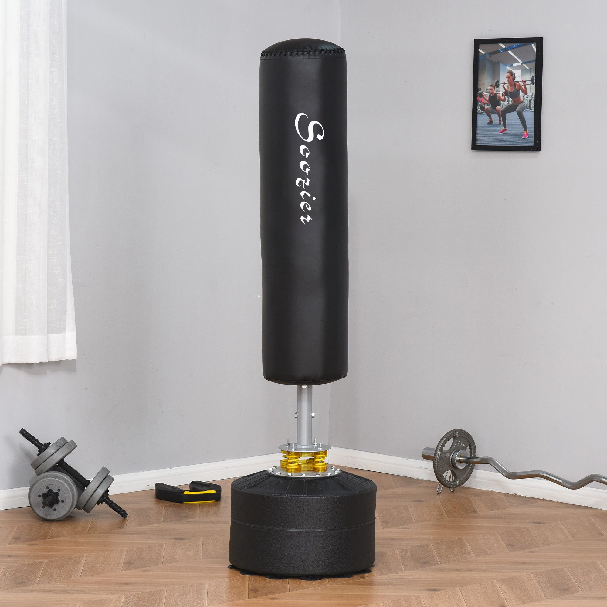 Soozier Freestanding Boxing Punch Bag - Black 67" Adjustable Stand-DECOROLALA