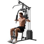Soozier Home Gym Machine with 99lbs Weight Stack - Black-Strength Training Equipment-DECOROLALA