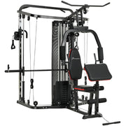 Soozier Home Gym Smith Machine with 143lbs Weight Stack - Black-Strength Training Equipment-DECOROLALA