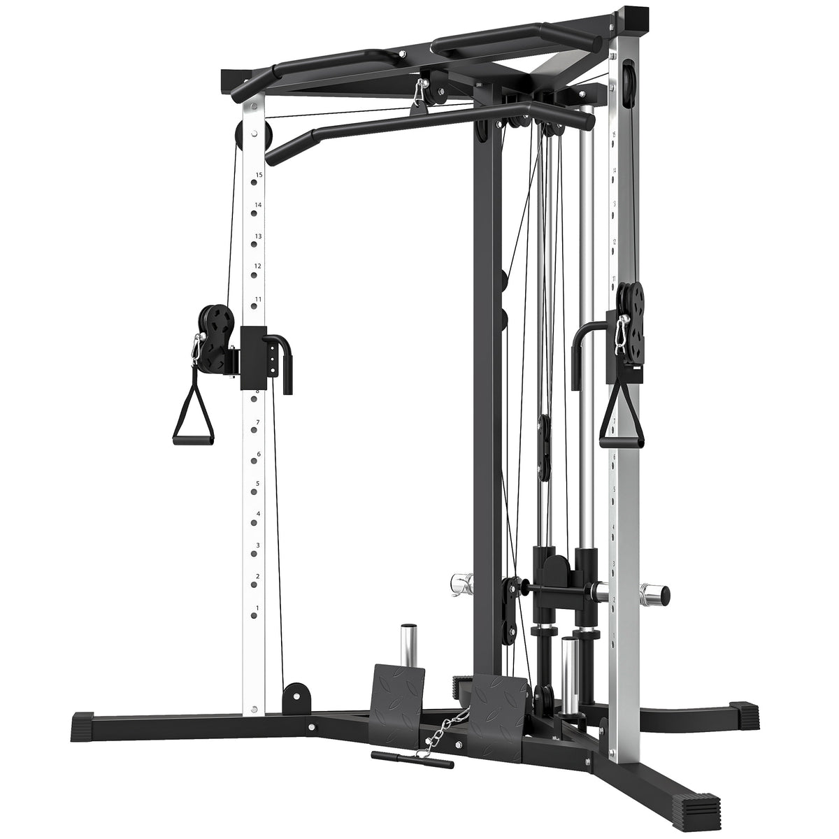 Soozier Home Gym Smith Machine with Pull Up Bar - Black Steel-Weight Benches & Racks-DECOROLALA