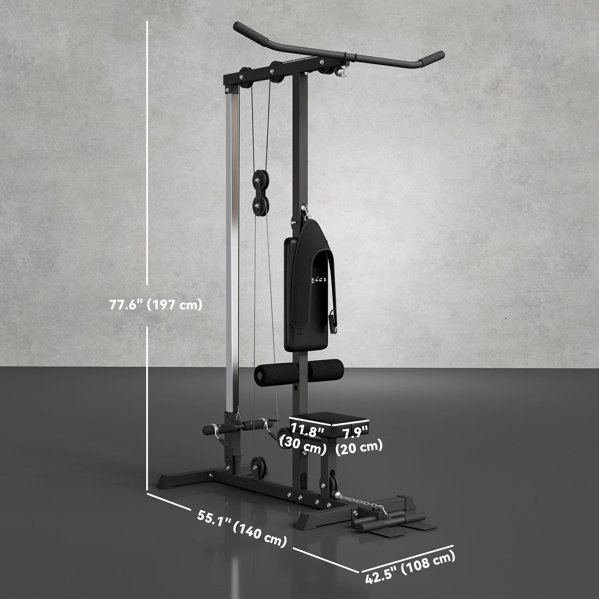 Soozier Lat Pull Down Machine - High/Low Pulley Station Black-DECOROLALA