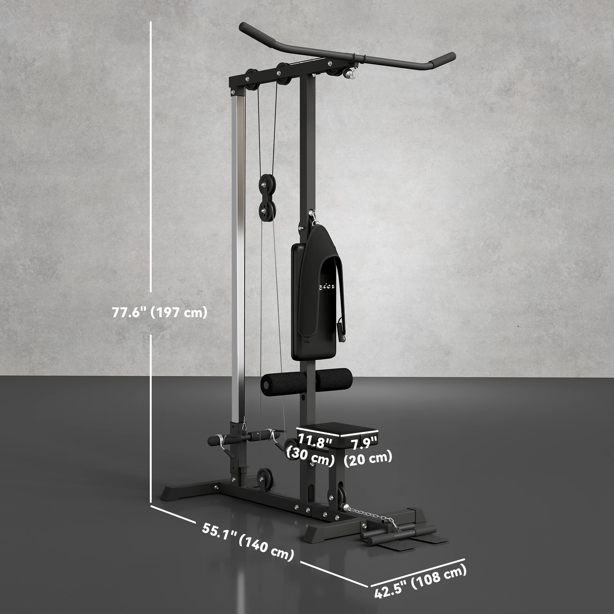 Soozier Lat Pull Down Machine - High/Low Pulley Station Black-DECOROLALA