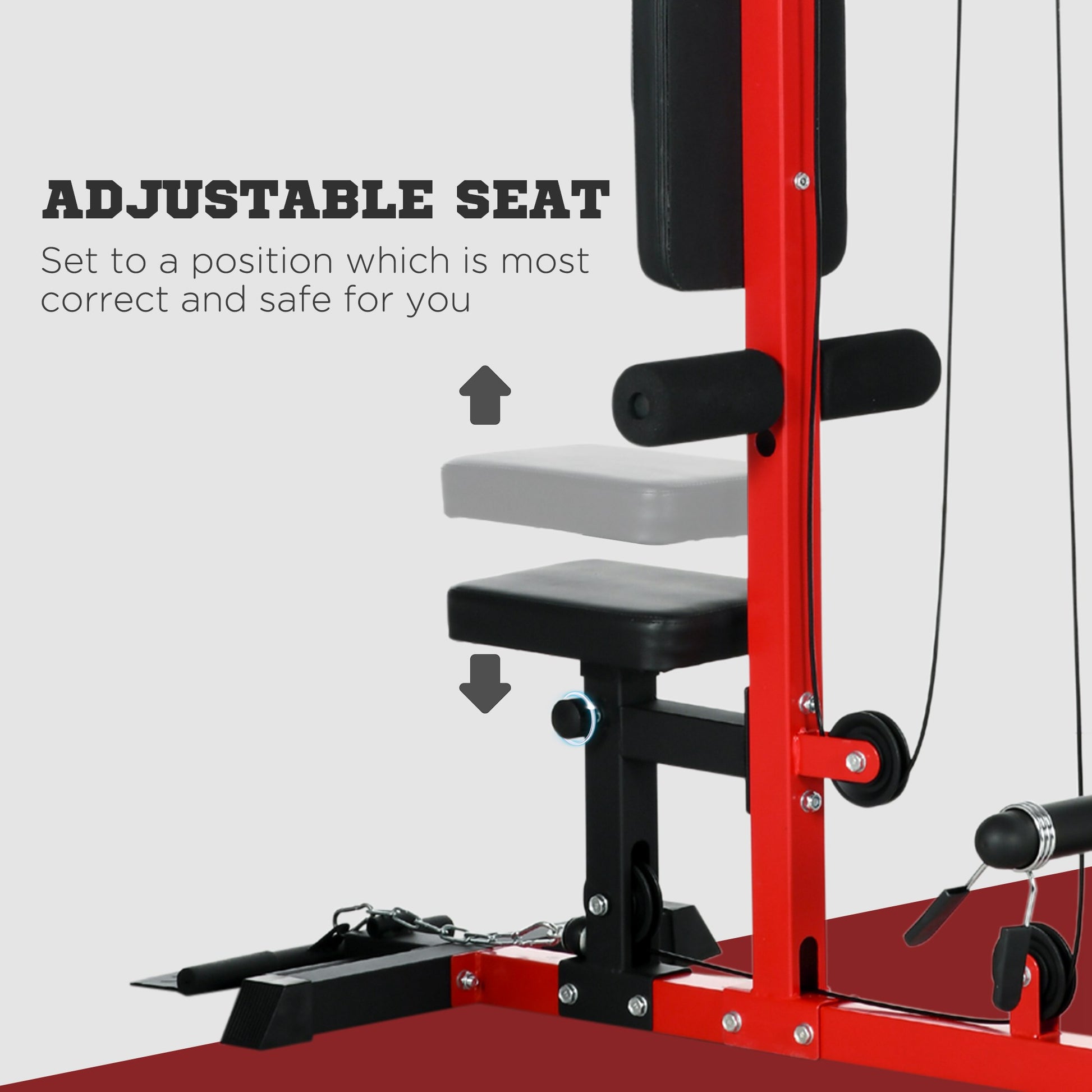 Soozier Lat Pull Down Machine - High/Low Pulley Station, Red-DECOROLALA
