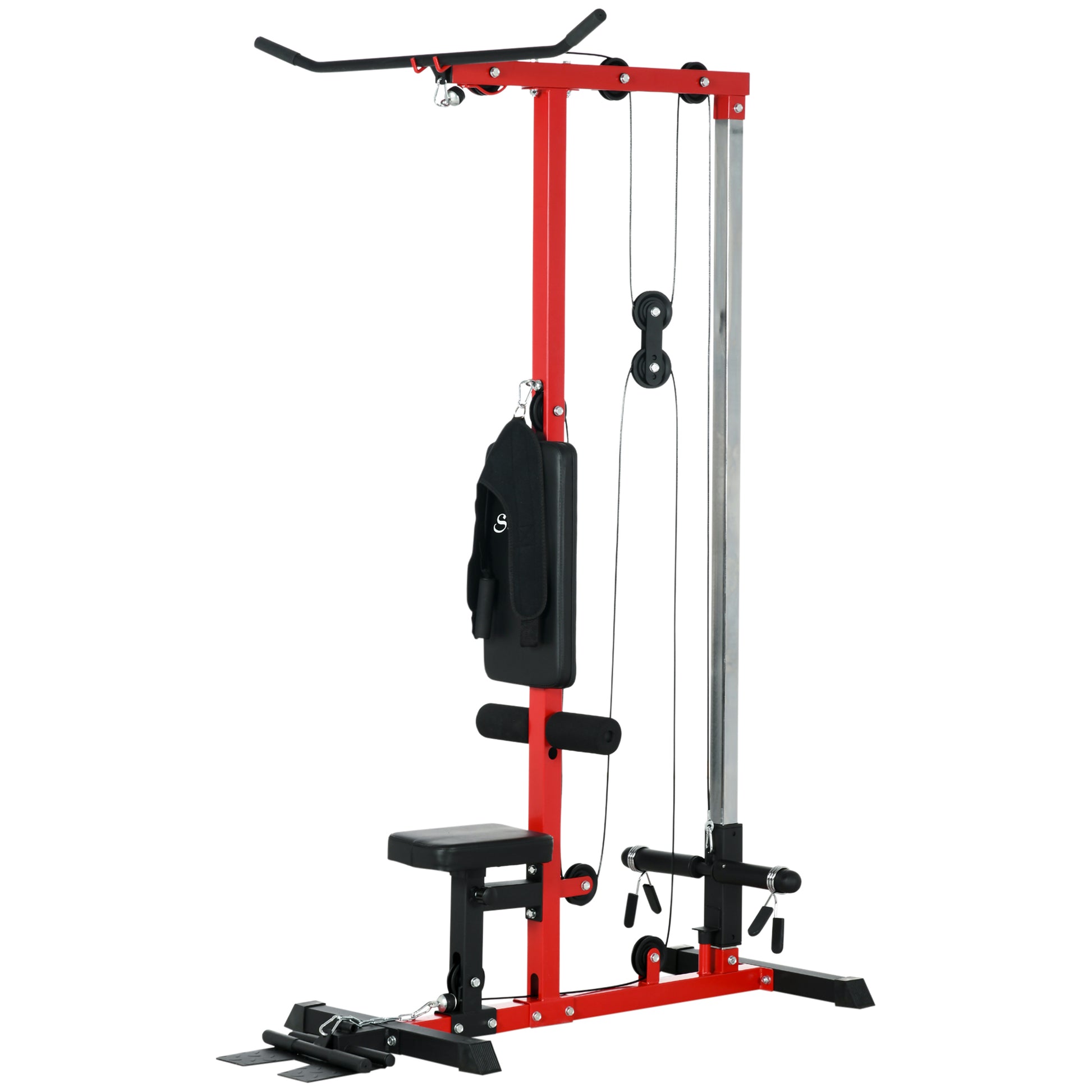 Soozier Lat Pull Down Machine - High/Low Pulley Station, Red-DECOROLALA