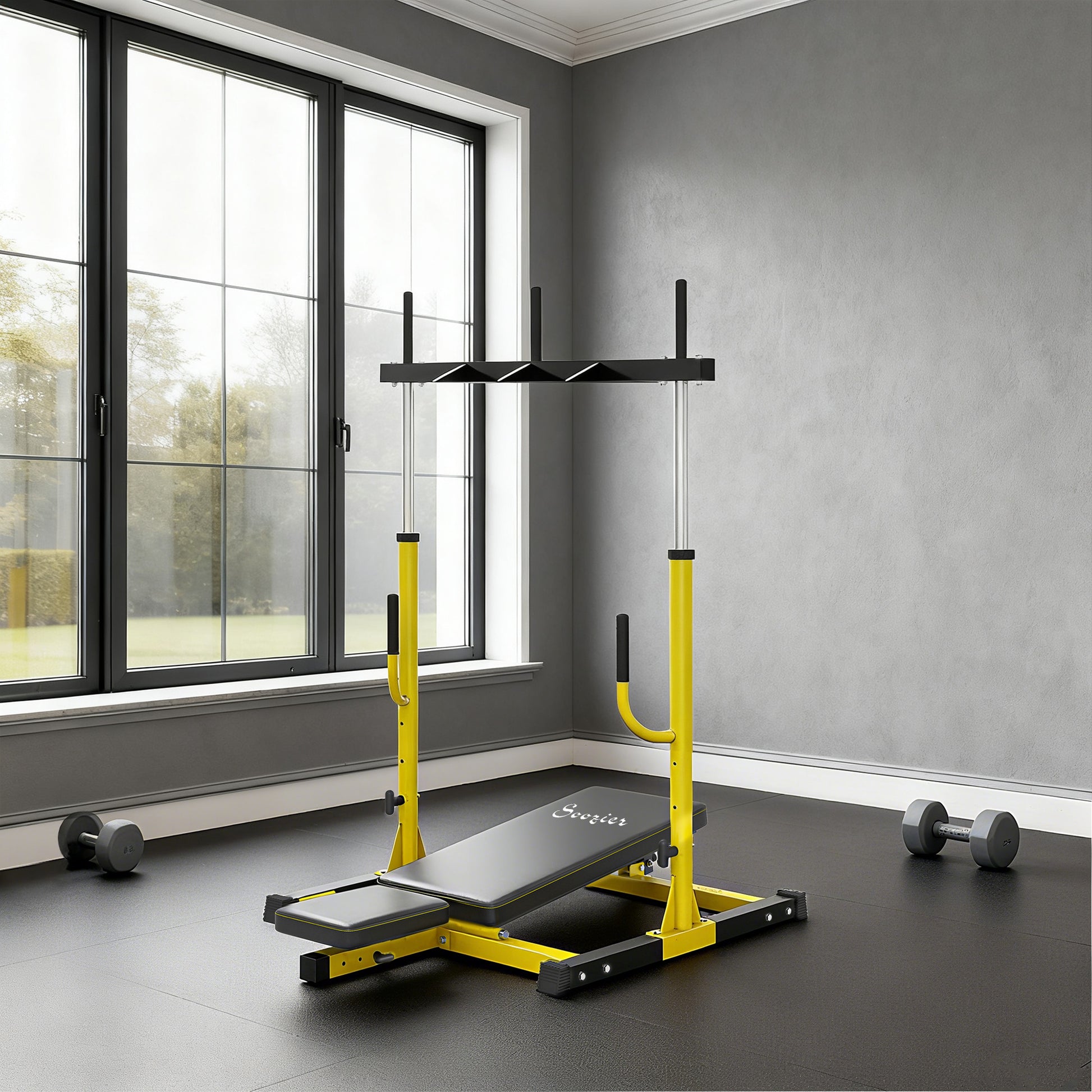 Soozier Leg Extension and Curl Machine - Black/Yellow 660lb Capacity-DECOROLALA