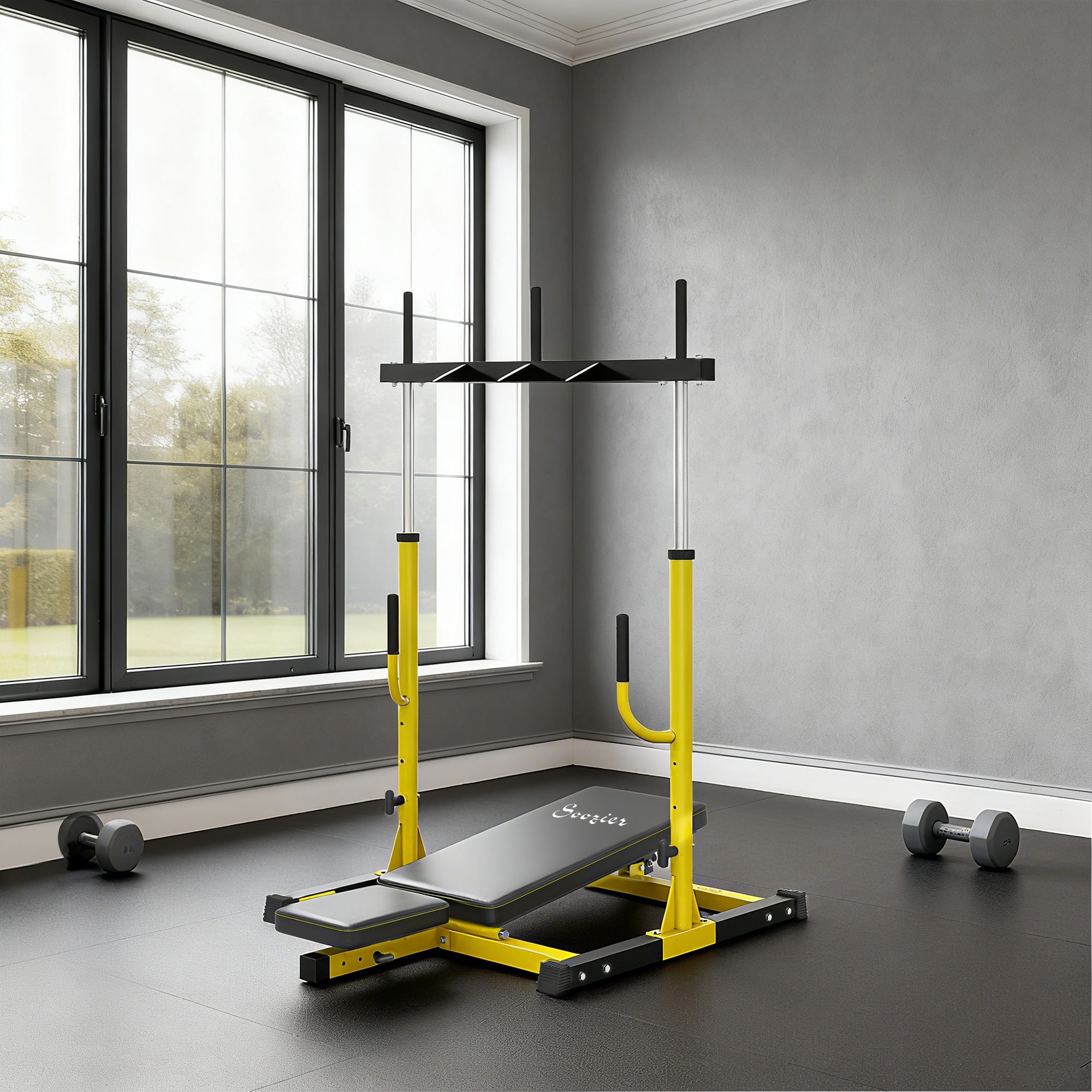 Soozier Leg Extension and Curl Machine - Black/Yellow 660lb Capacity-DECOROLALA