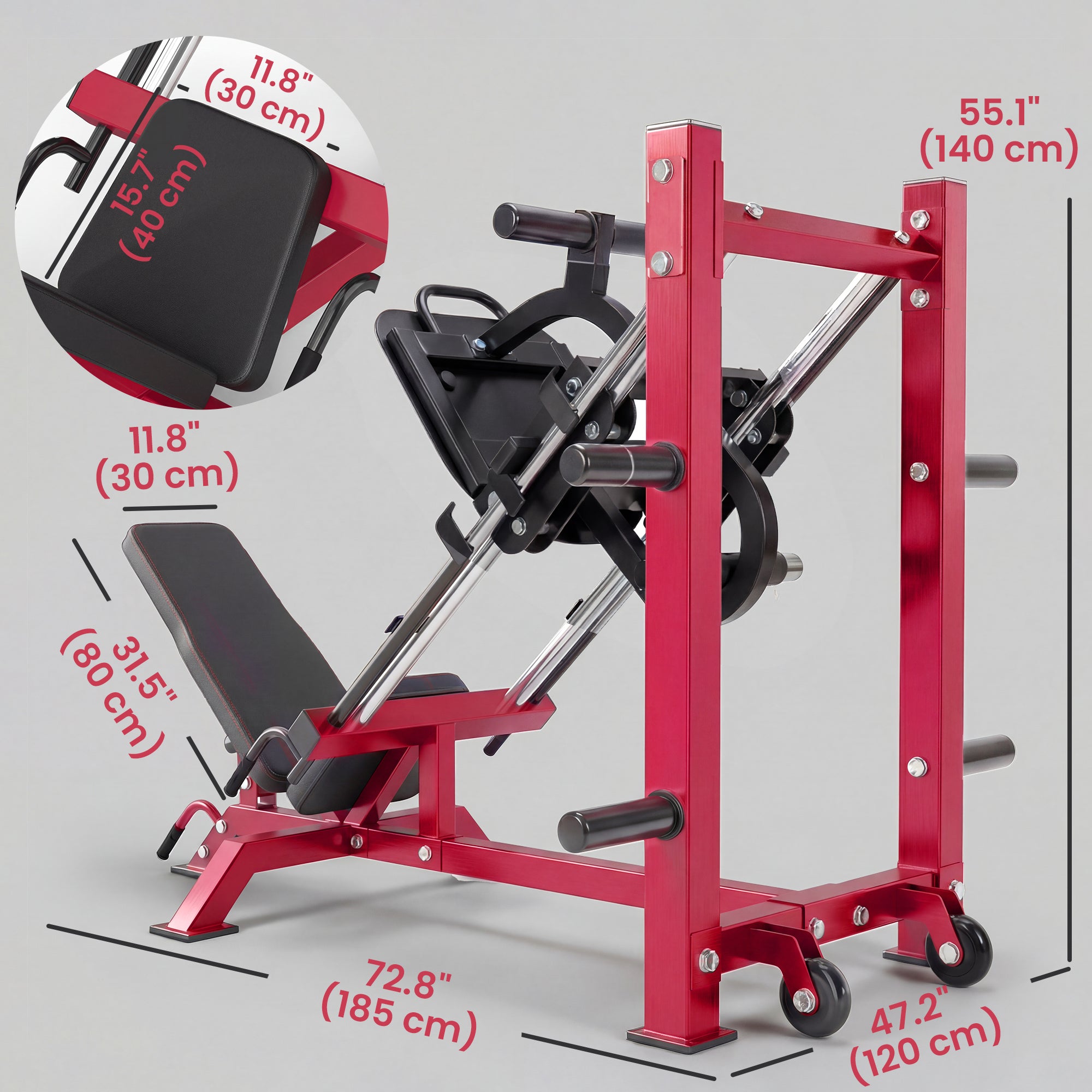 Soozier Leg Press and Squat Machine - 1000 lbs Capacity, Red-DECOROLALA