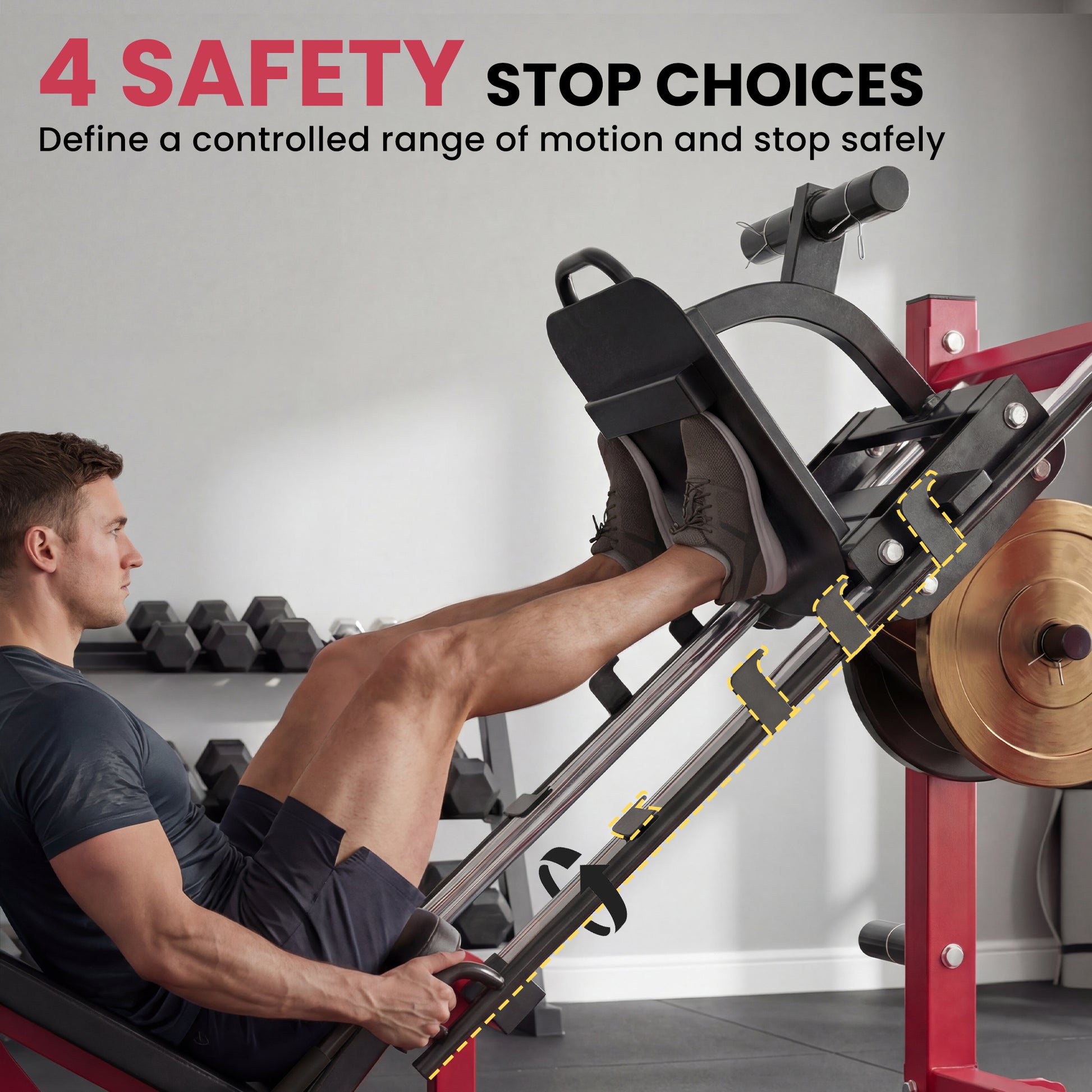 Soozier Leg Press and Squat Machine - 1000 lbs Capacity, Red-DECOROLALA