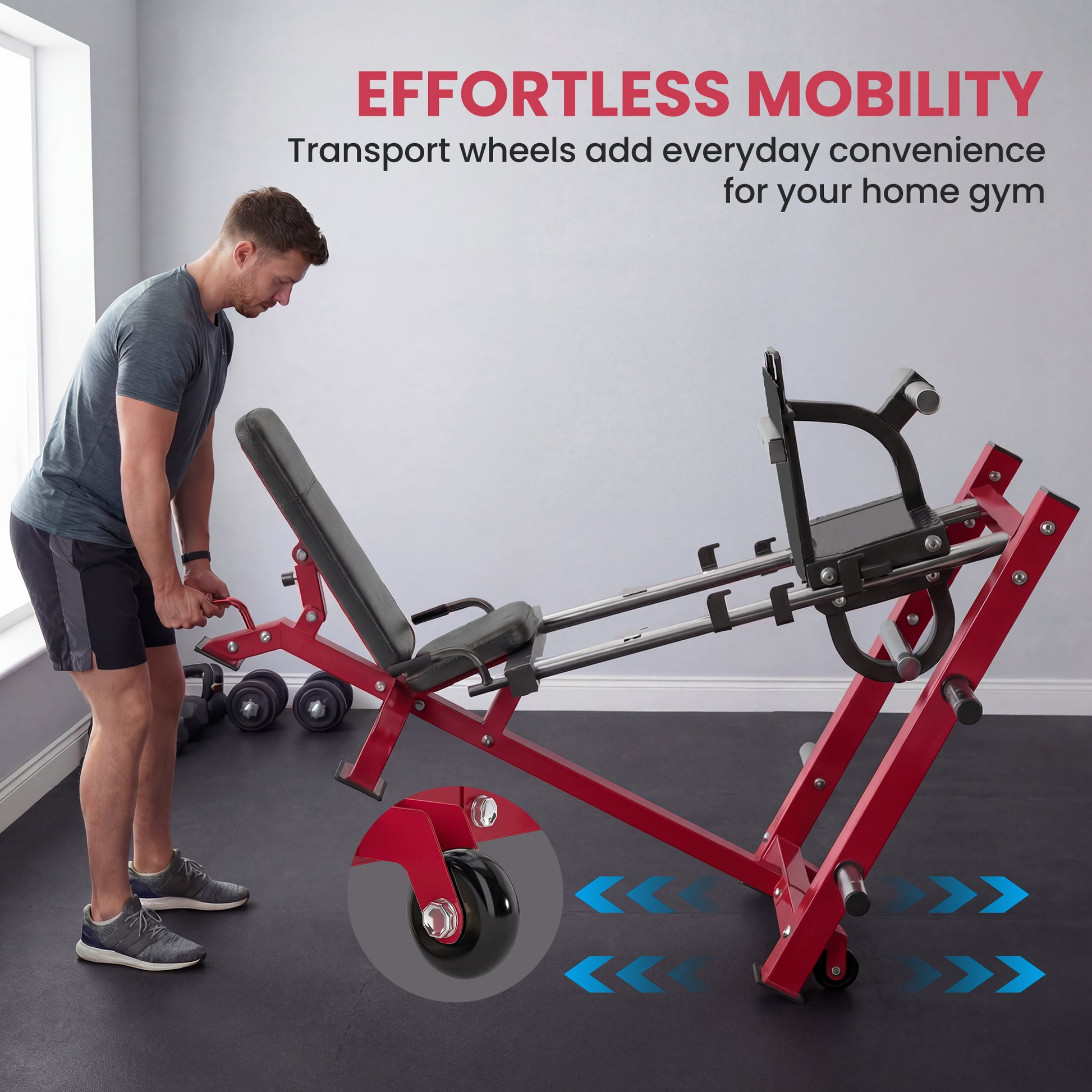 Soozier Leg Press and Squat Machine - 1000 lbs Capacity, Red-DECOROLALA