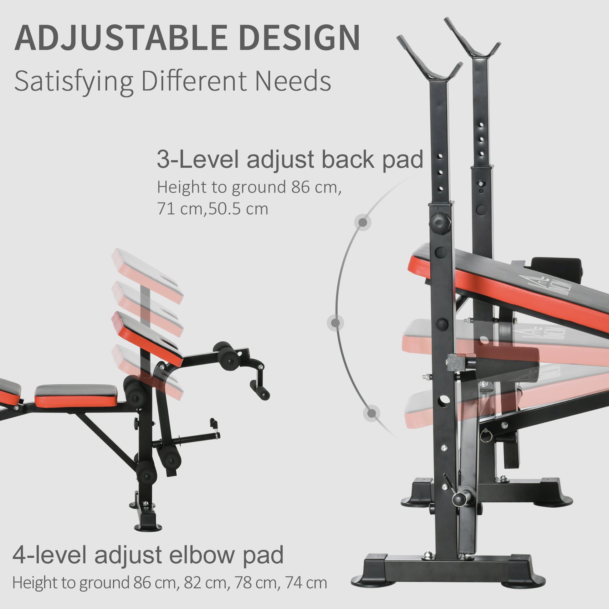 Soozier Multifunctional Weight Bench with Squat Rack - Black/Red-DECOROLALA