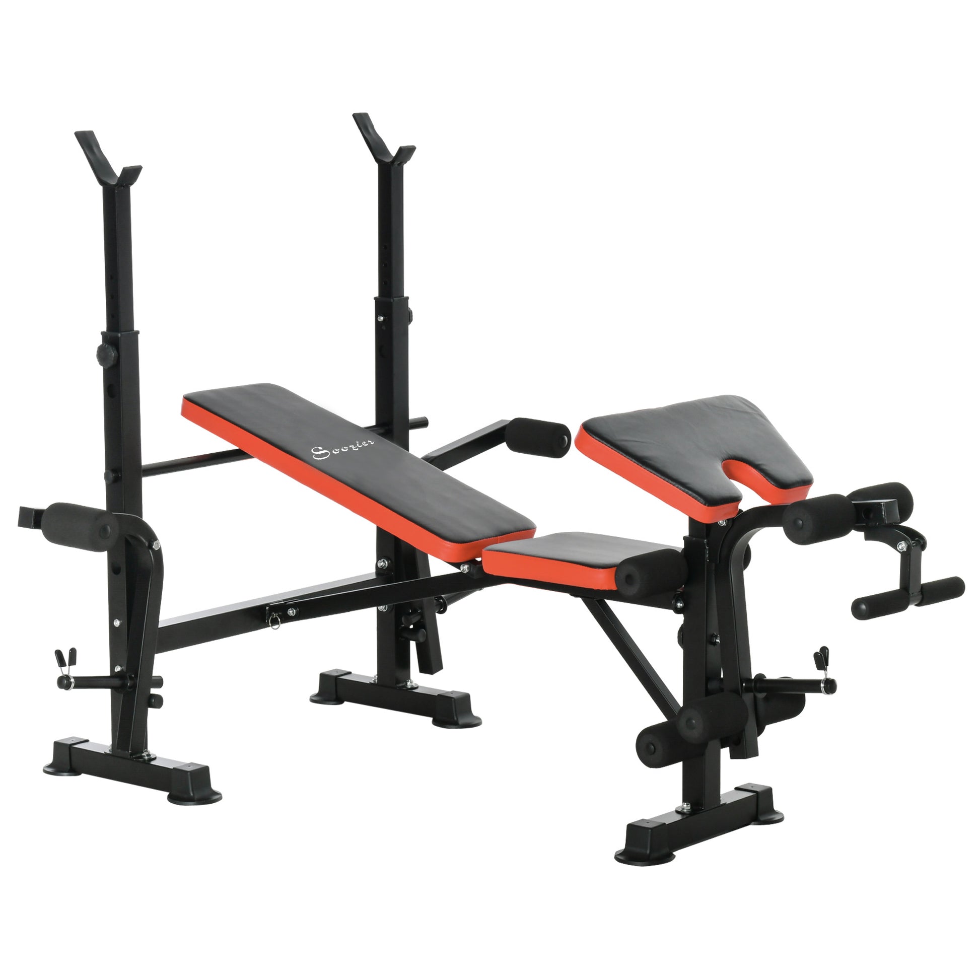 Soozier Multifunctional Weight Bench with Squat Rack - Black/Red-DECOROLALA