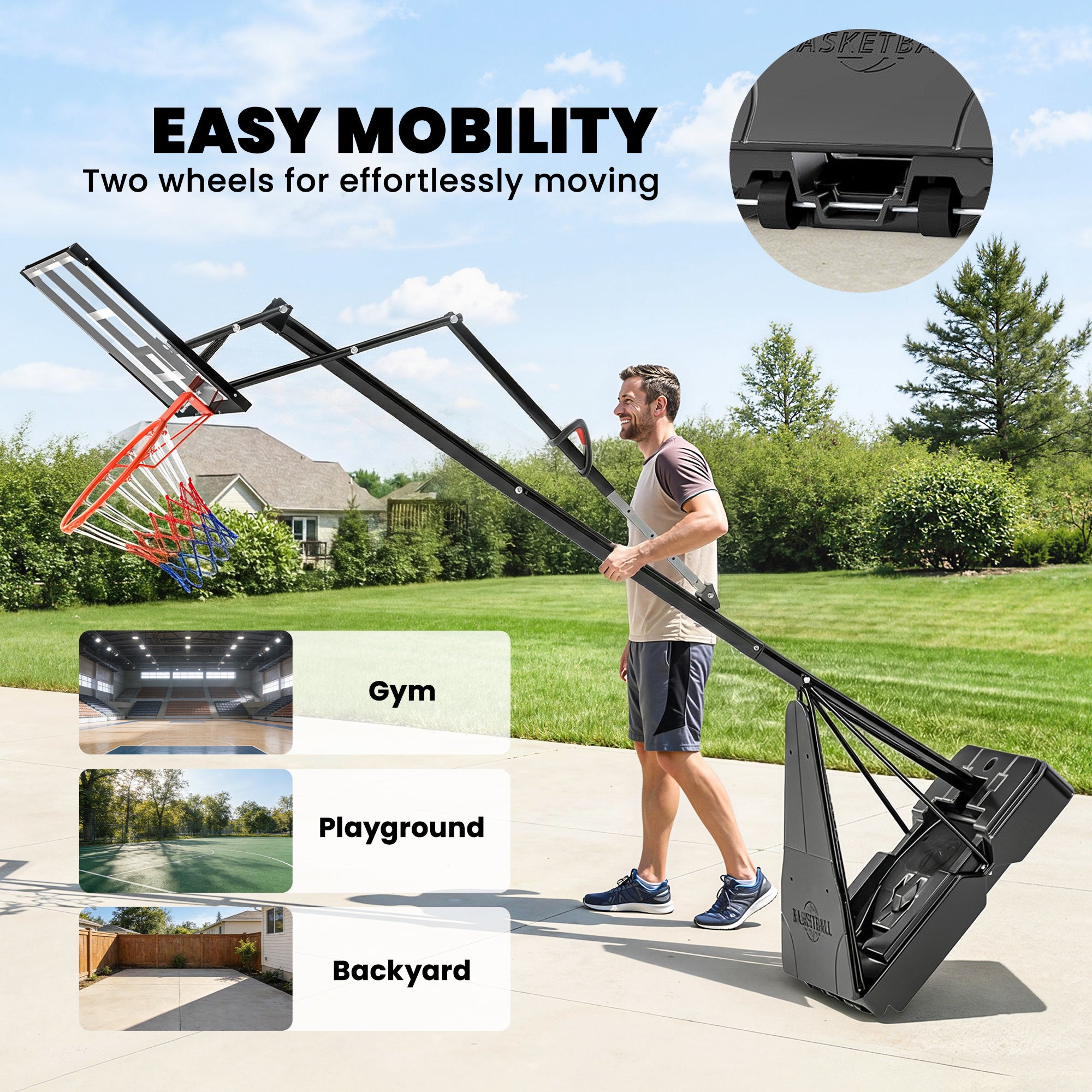 Soozier Portable Basketball Hoop - 47" Backboard 8-10ft Adjustable-DECOROLALA