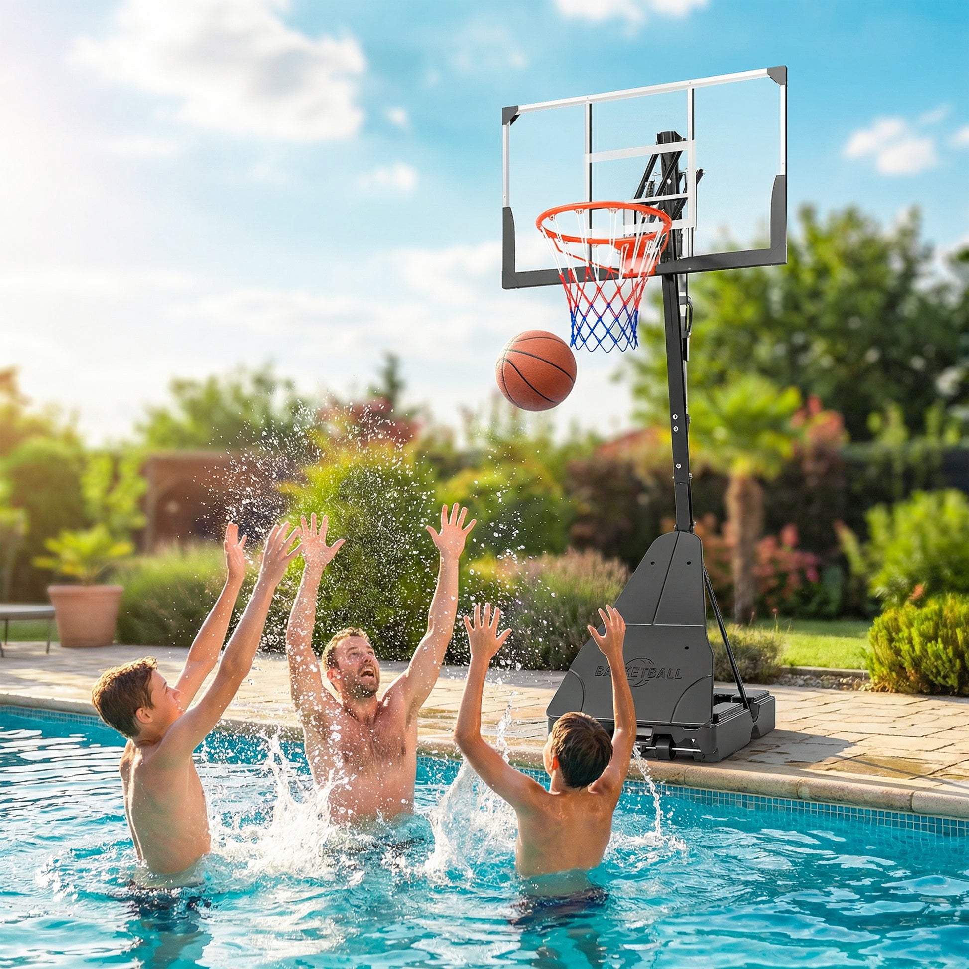 Soozier Portable Basketball Hoop - 47" Backboard 8-10ft Adjustable-DECOROLALA