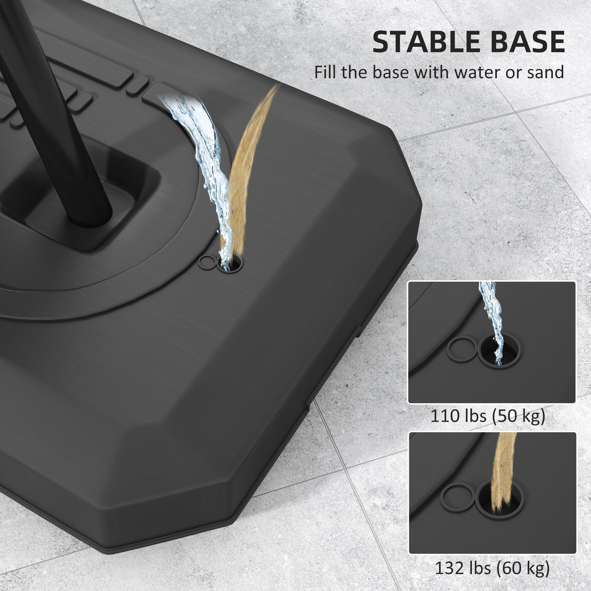 Soozier Portable Basketball Hoop - 4.9-10ft Adjustable Black-DECOROLALA