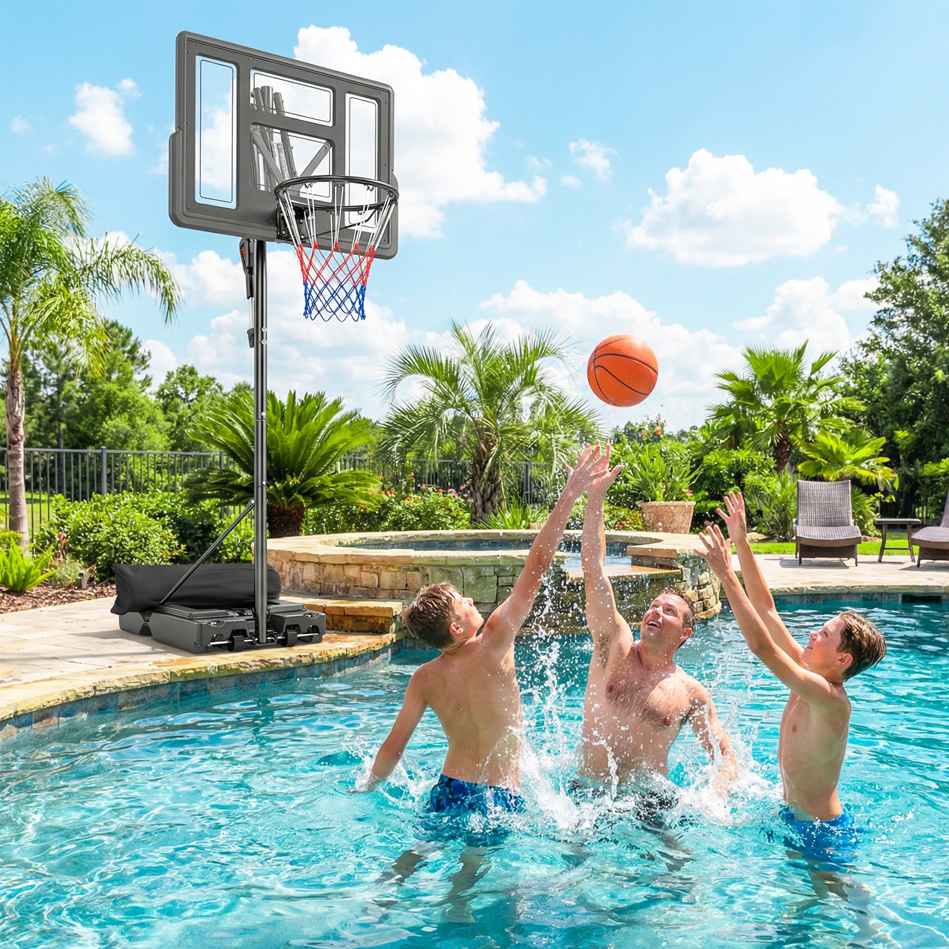 Soozier Portable Basketball Hoop - 7.7' to 10' Adjustable Black-DECOROLALA