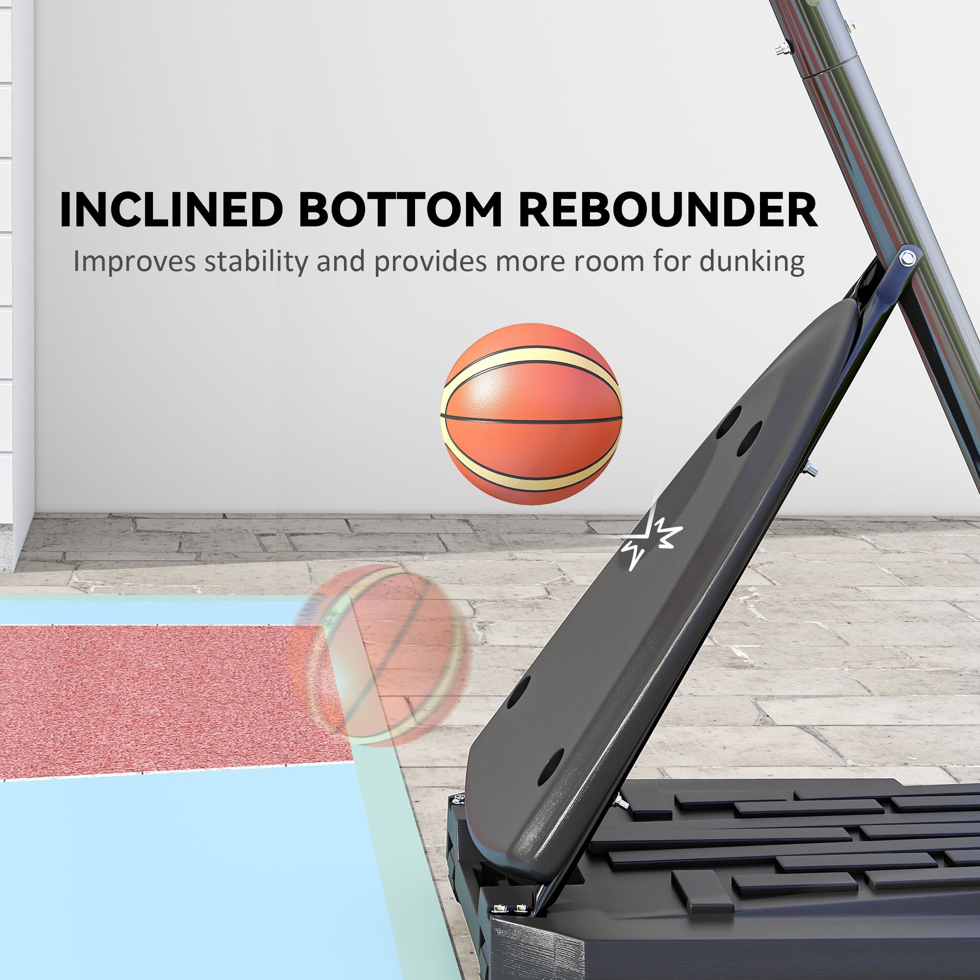 Soozier Portable Basketball Hoop - Height Adjustable Black/Red-DECOROLALA