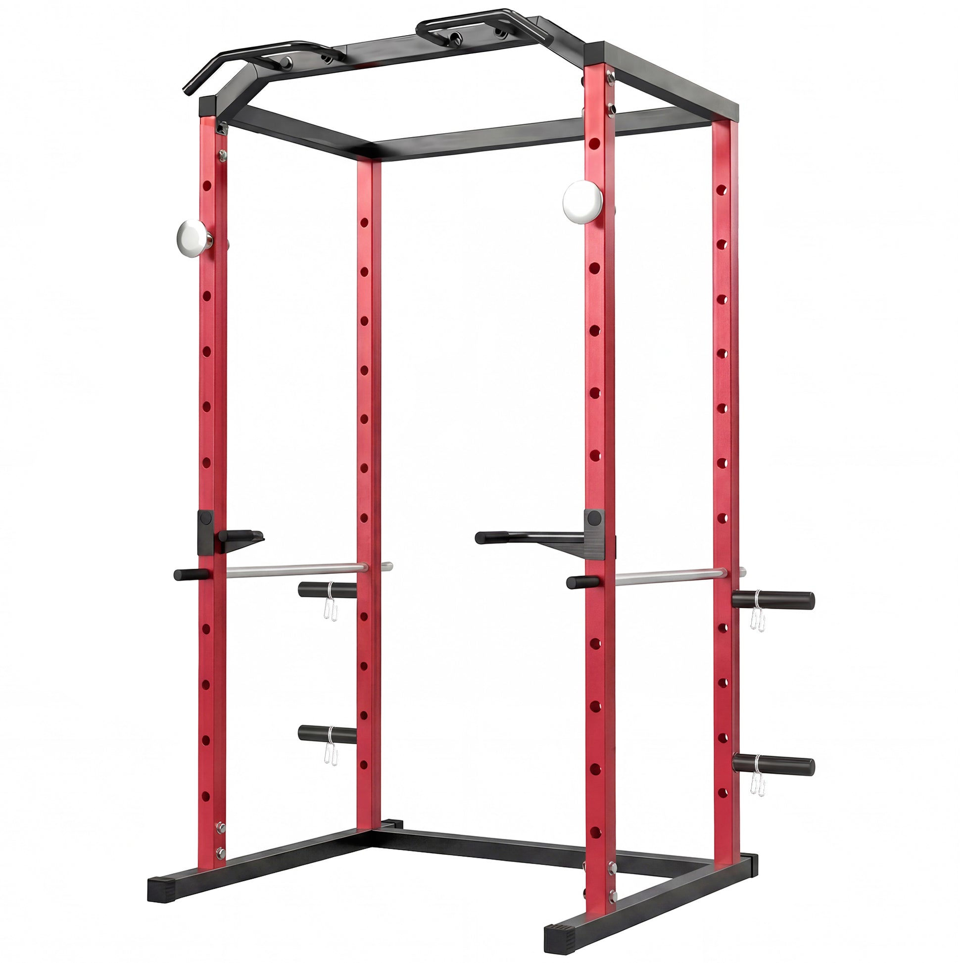 Soozier Power Cage - 1000 lbs Capacity Squat Rack Red-DECOROLALA