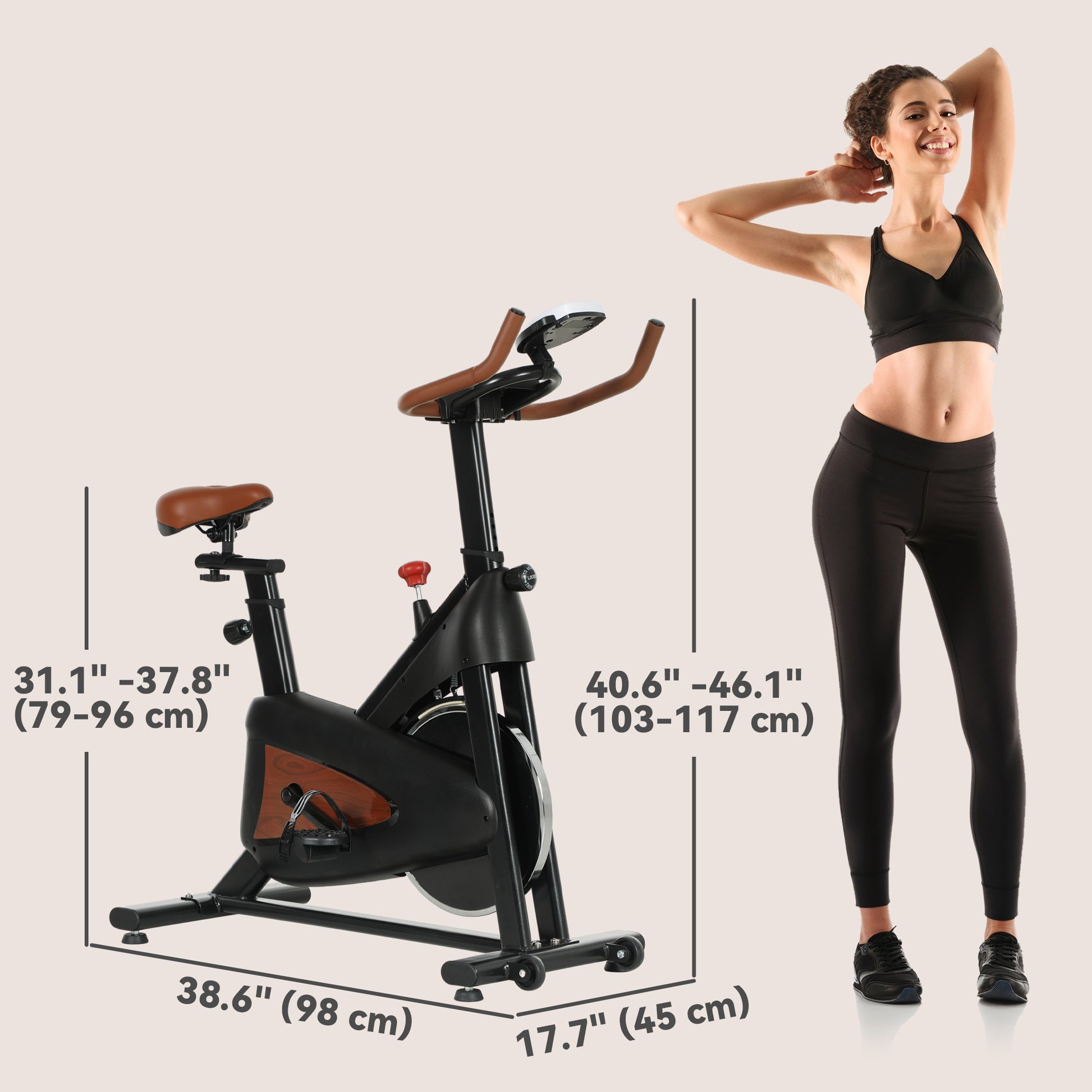 Soozier Quiet Indoor Stationary Exercise Bike - Black-DECOROLALA