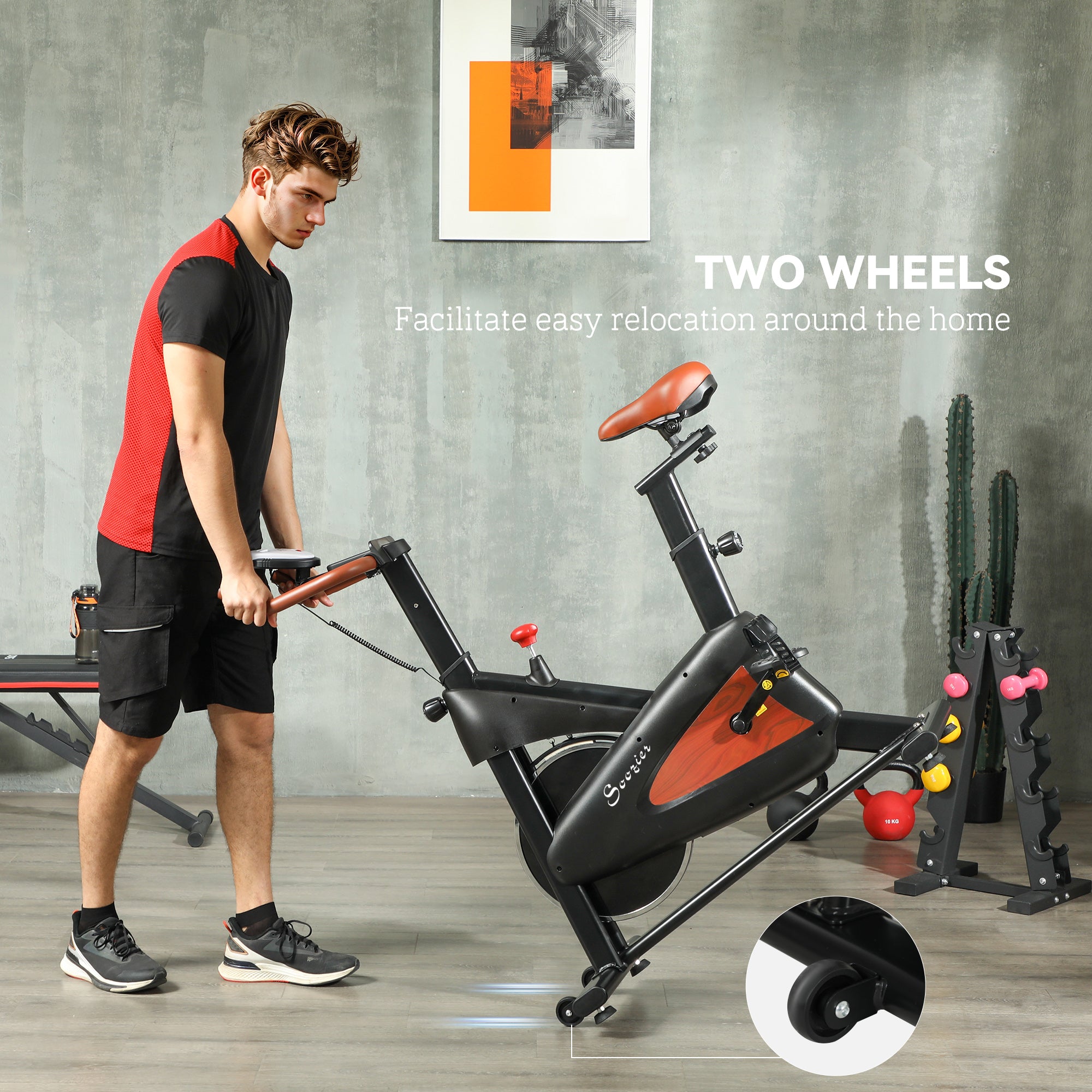 Soozier Quiet Indoor Stationary Exercise Bike - Black-DECOROLALA