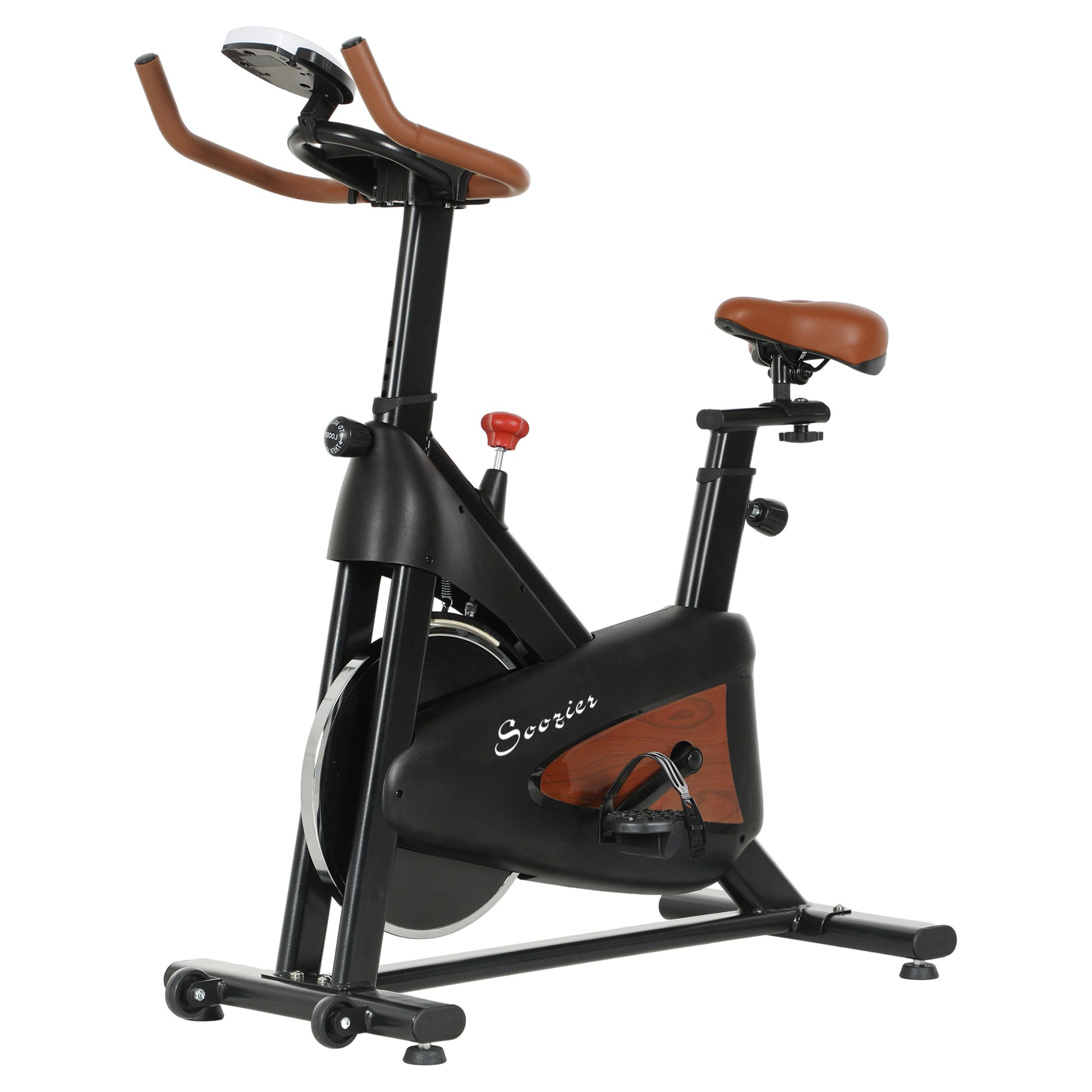 Soozier Quiet Indoor Stationary Exercise Bike - Black-DECOROLALA