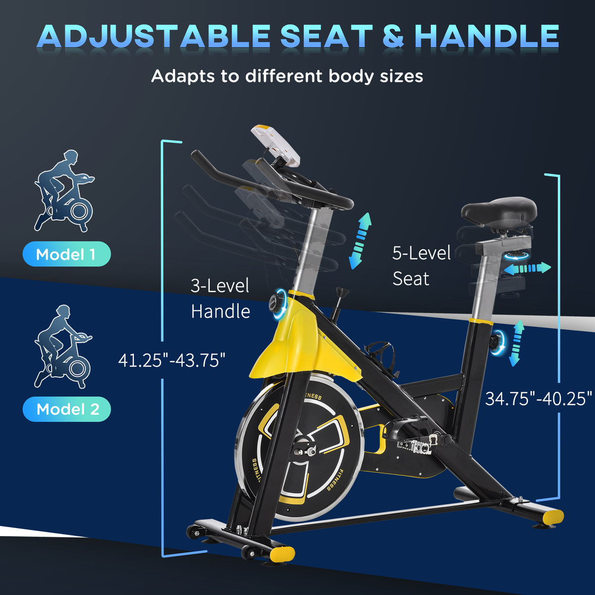 Soozier Stationary Exercise Bike - Yellow/Black 330lbs Capacity-Exercise Bikes-DECOROLALA