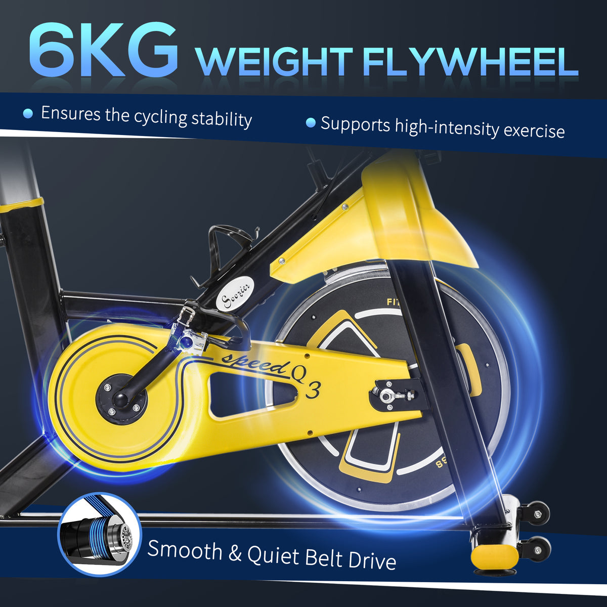 Soozier Stationary Exercise Bike - Yellow/Black 330lbs Capacity-Exercise Bikes-DECOROLALA