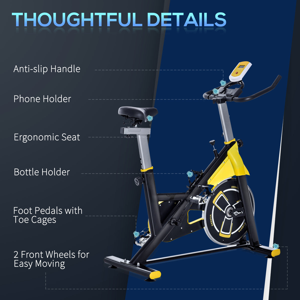 Soozier Stationary Exercise Bike - Yellow/Black 330lbs Capacity-Exercise Bikes-DECOROLALA