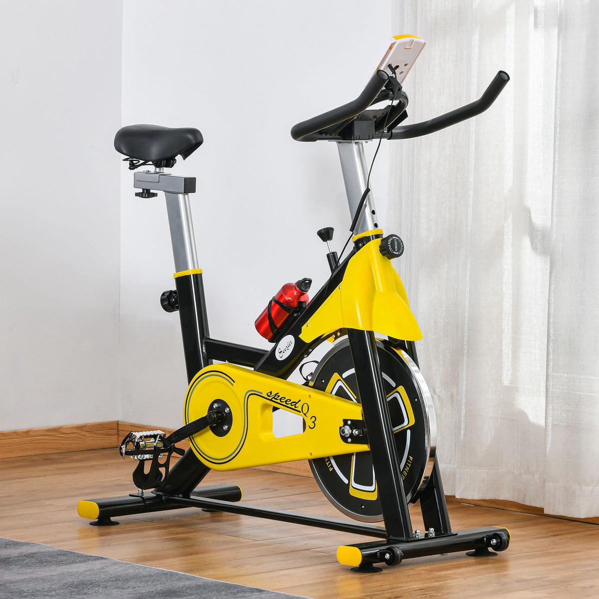 Soozier Stationary Exercise Bike - Yellow/Black 330lbs Capacity-Exercise Bikes-DECOROLALA