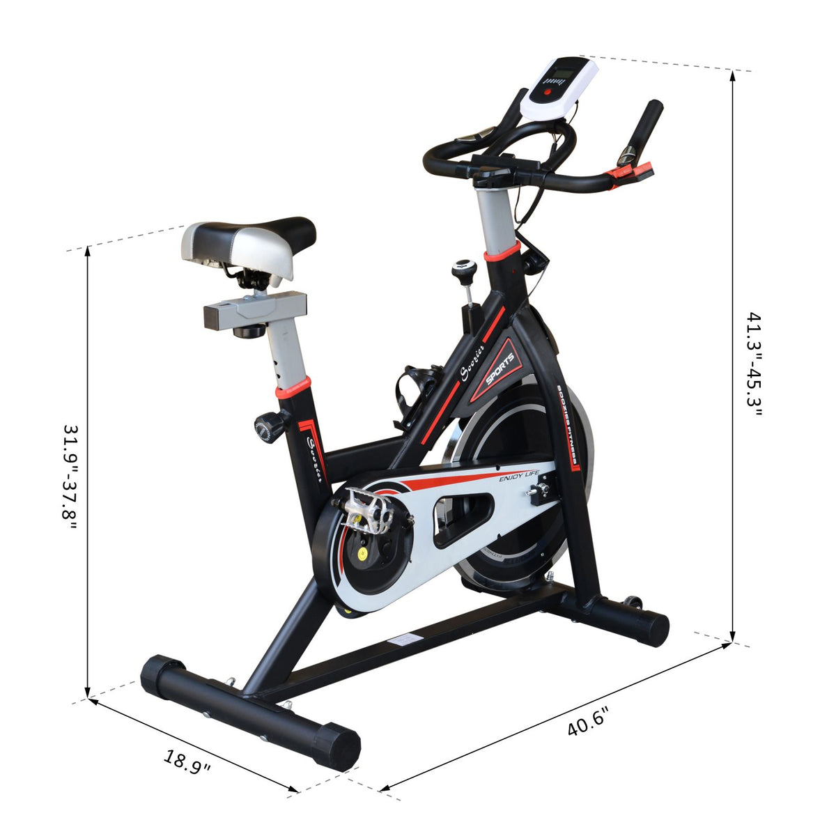 Soozier Upright Stationary Exercise Bike - Black 17.6lb Flywheel-Exercise Bikes-DECOROLALA
