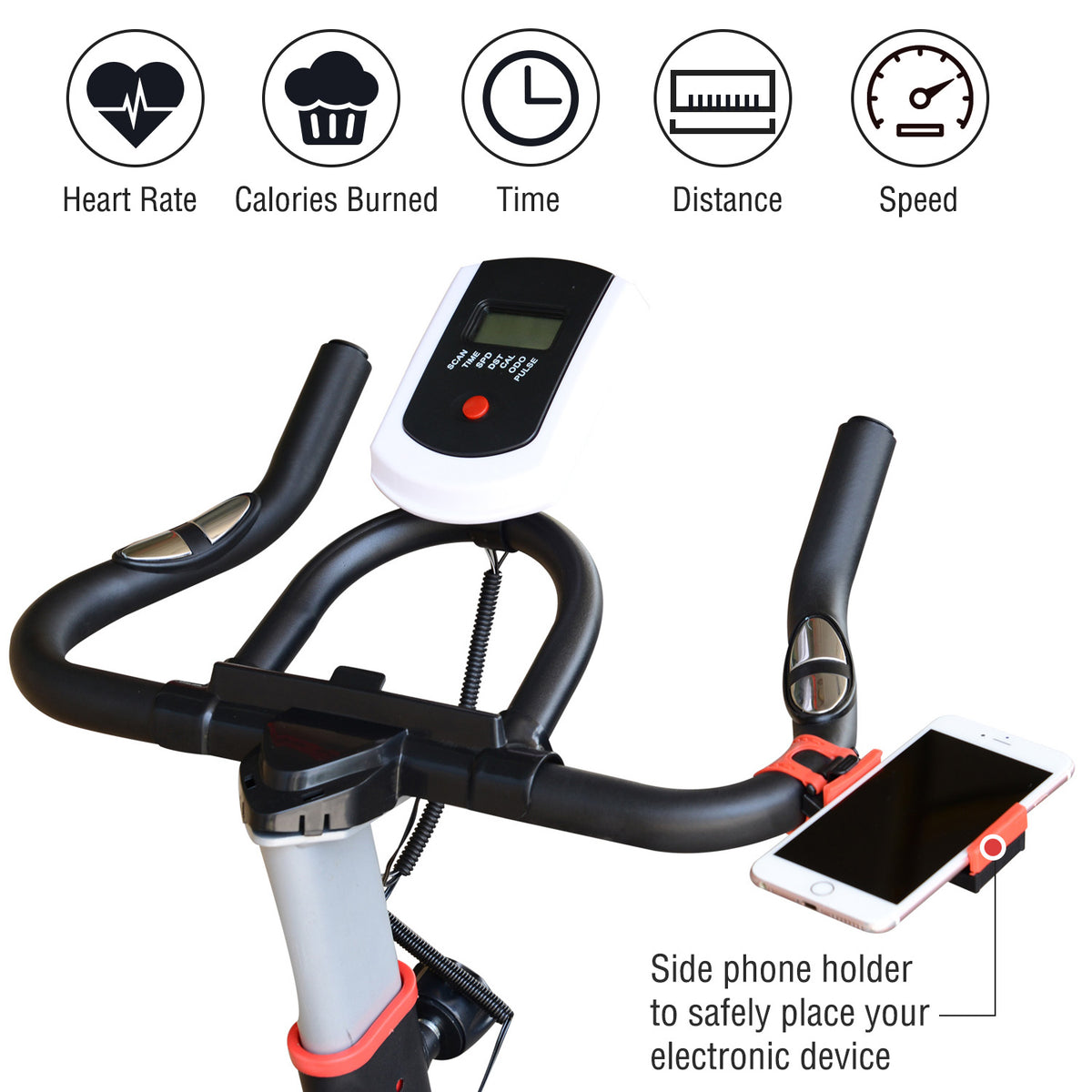 Soozier Upright Stationary Exercise Bike - Black 17.6lb Flywheel-Exercise Bikes-DECOROLALA