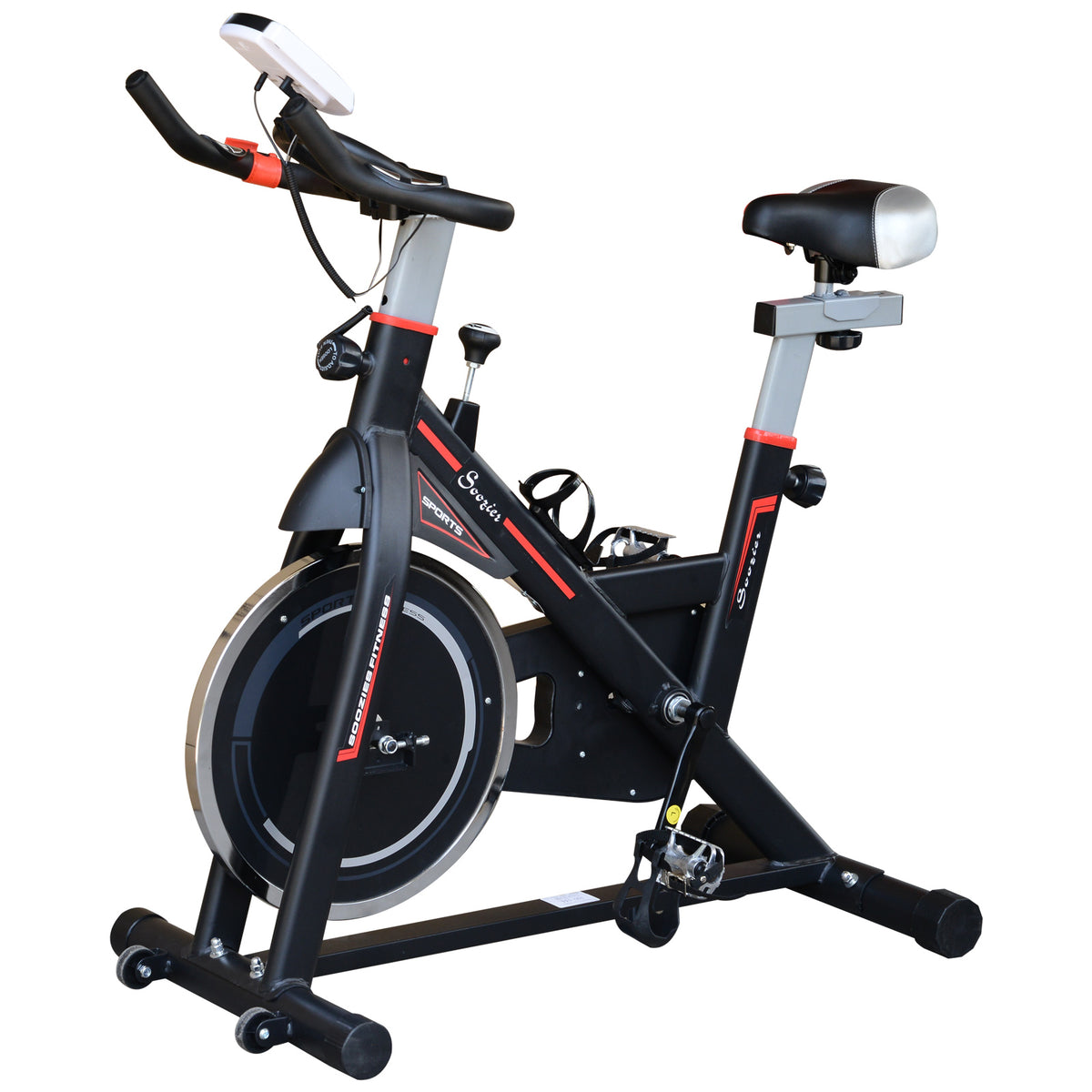 Soozier Upright Stationary Exercise Bike - Black 17.6lb Flywheel-Exercise Bikes-DECOROLALA
