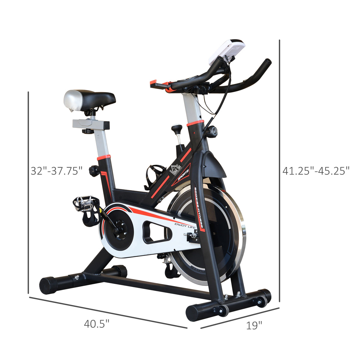 Soozier Upright Stationary Exercise Bike - Black LCD Monitor-Exercise Bikes-DECOROLALA