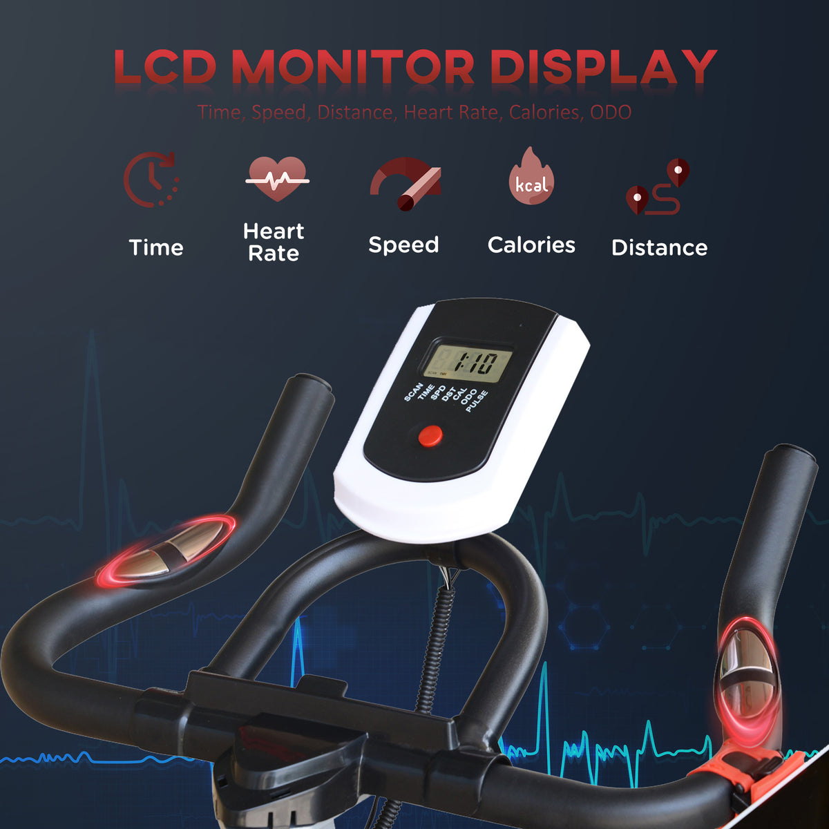 Soozier Upright Stationary Exercise Bike - Black LCD Monitor-Exercise Bikes-DECOROLALA
