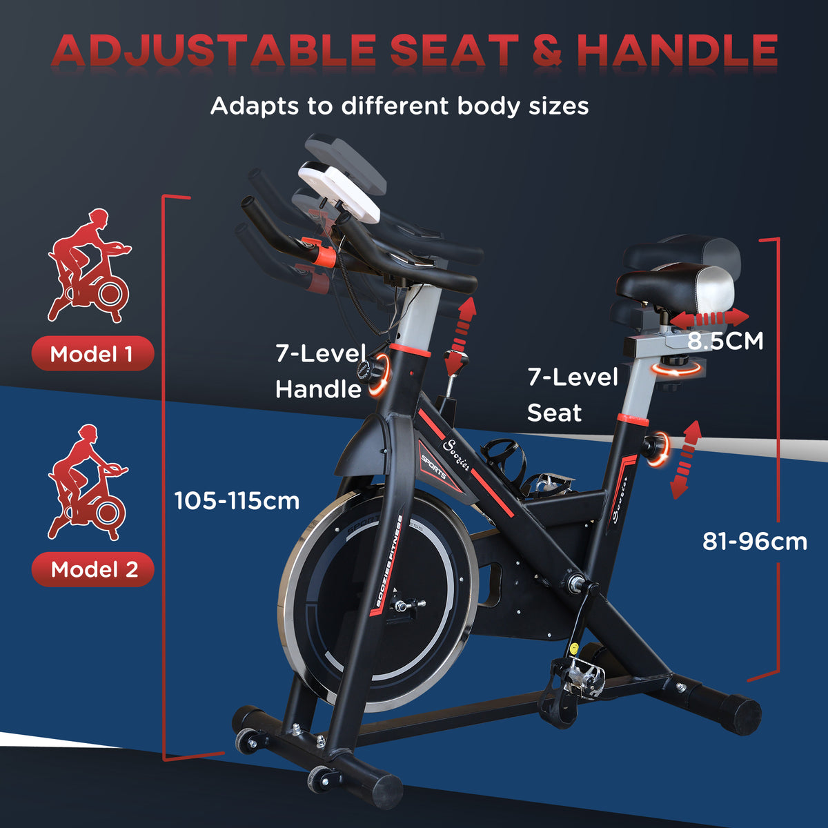 Soozier Upright Stationary Exercise Bike - Black LCD Monitor-Exercise Bikes-DECOROLALA